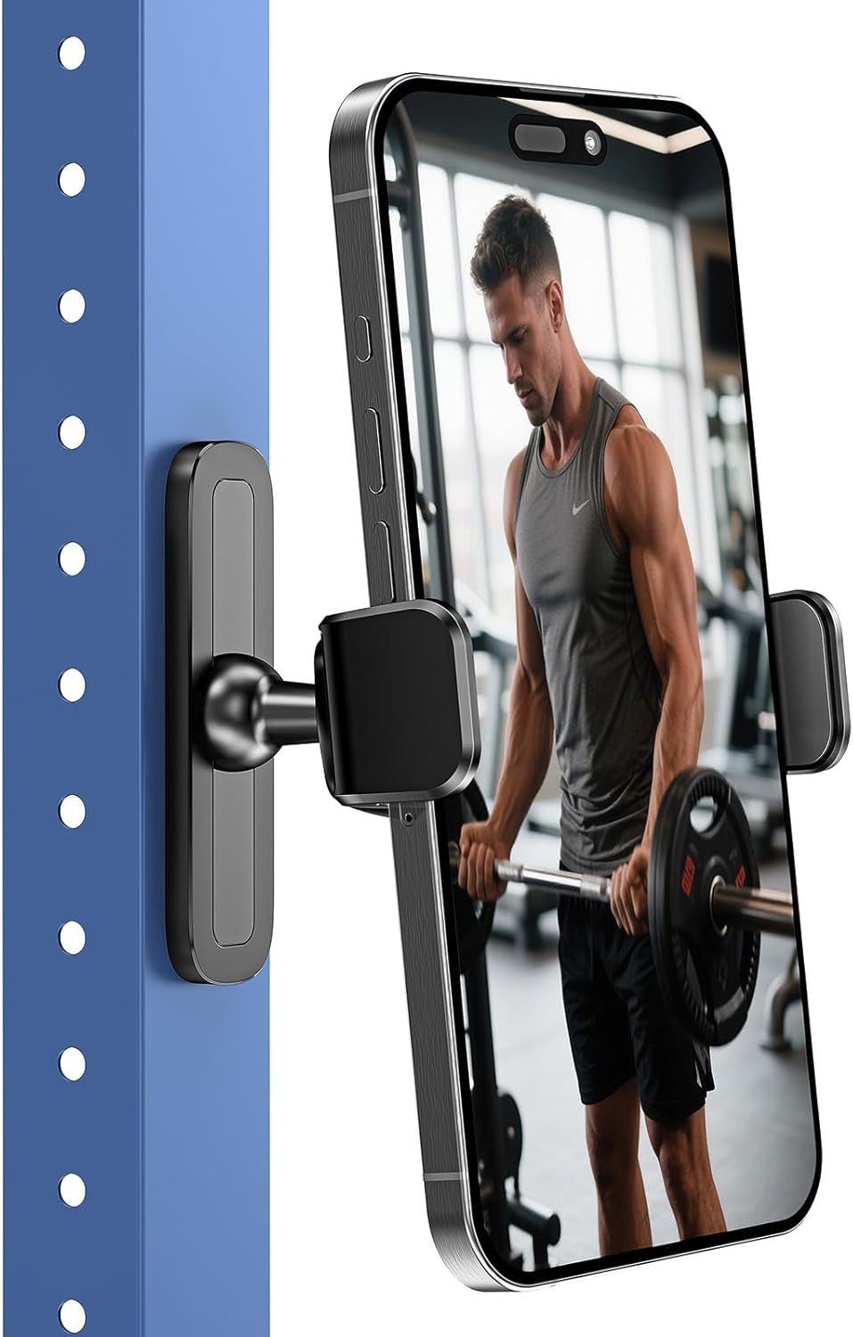 APPS2Car Magnetic Phone Holder for Gym, Alloy Base and Joint for Strong Hold, 360° Adjustable, Compatible with 4.7-6.5 Inch iPhone & Android Phones, Gym Accessories Gift for Men Women