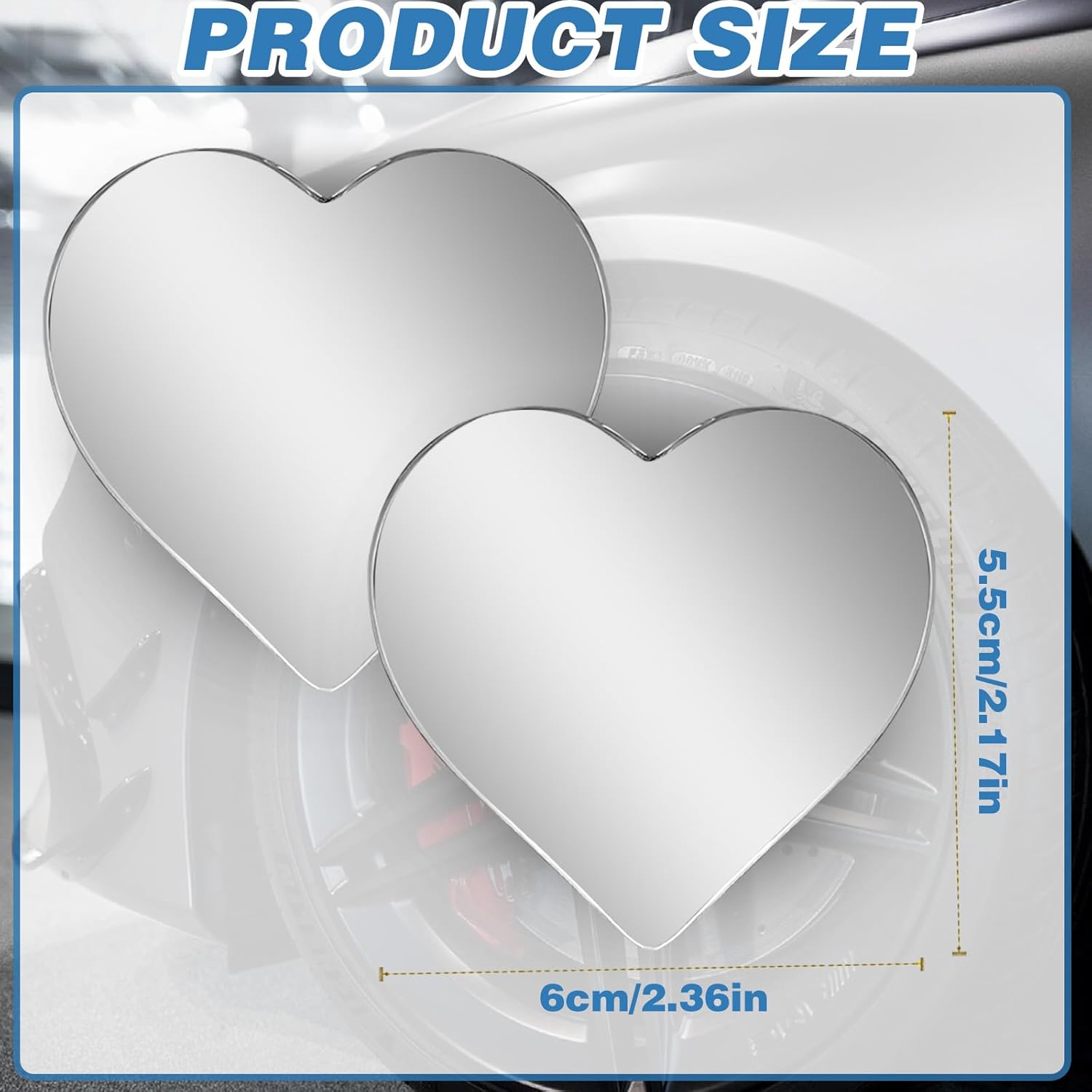 2Pcs Cars Heart Shaped Blind Spot Mirrors Car Side Mirror Blindspot Adjustabe Angle Removable Wide Angle Convex RearView Mirror for Enhanced Safety Universal Fit Stick, Car Accessories for Cars Suvs - Image 2