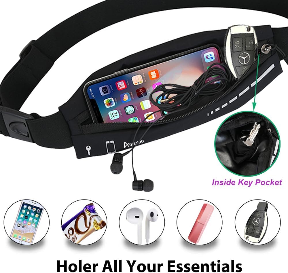 AIKENDO Slim Running Belt for Women Men,Runners Fanny Pack Phone Holder,Running Pouch Waist bag for Workout Jogging,Money Belt Running Gear Accessories - Image 2