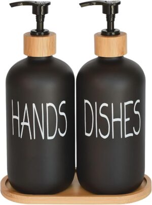 Glass Soap Dispenser Set. Hand and ...