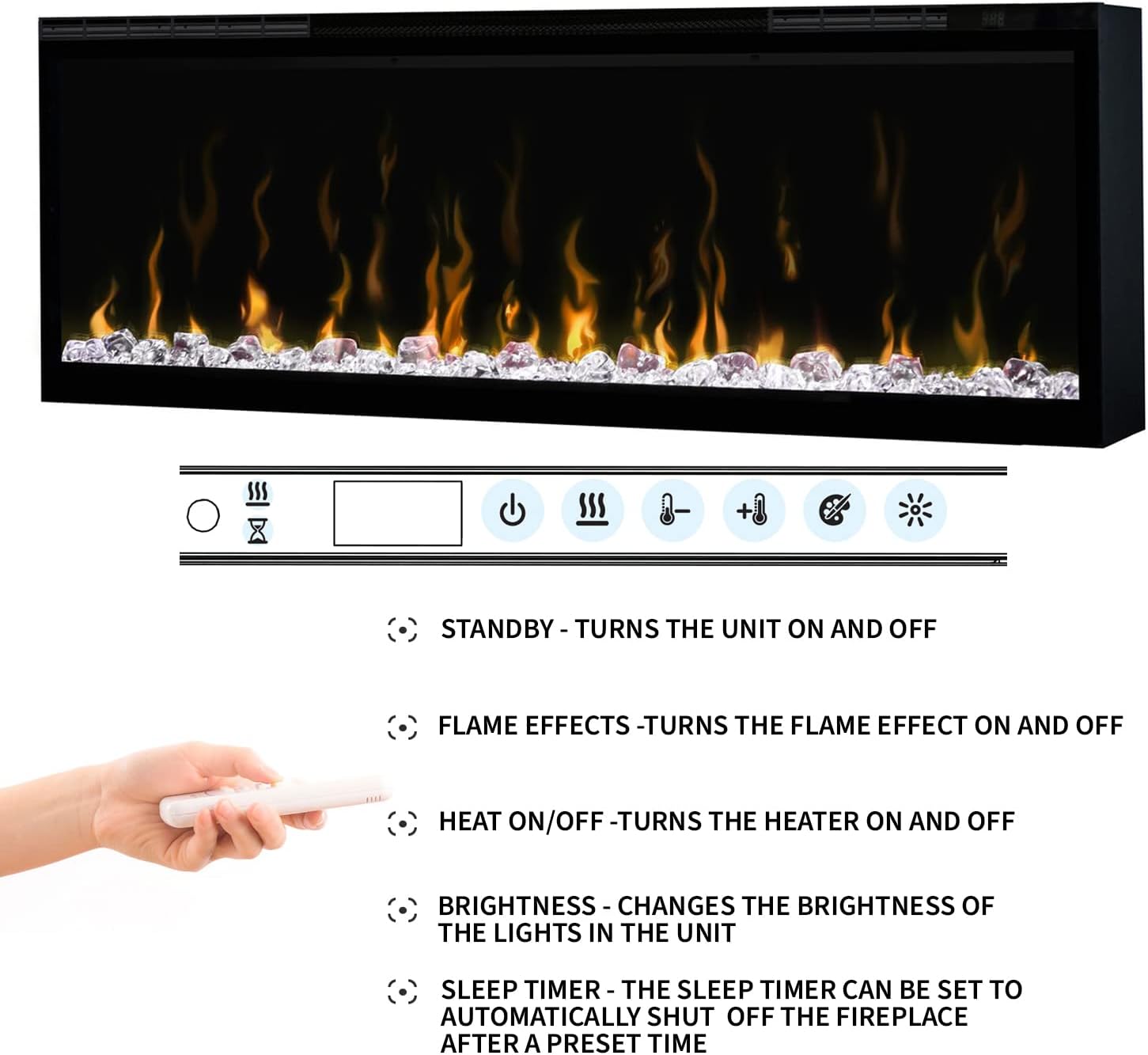 Dimplex IgniteXL 74" Built-in Linear Electric Fireplace (Model: XLF74), 8530/5118 BTU, 240/120 Volt, 2500/1500 Watt, Black - Image 7