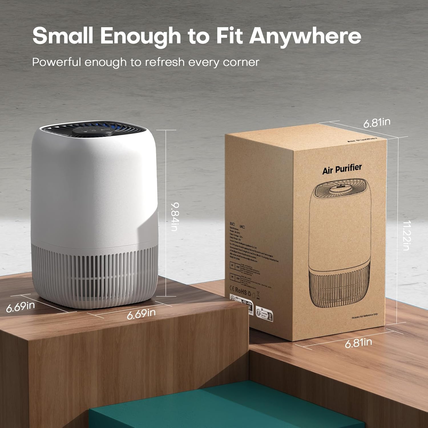 Air Purifiers for Home with High Efficiency Filter Up to 1076 Ft² for Pet Hair, Odors, Pollen, Smoke, Compact Air Cleaner with 3 Speeds, Timer, Aroma Quiet 360°Intake Filter, White - Image 9