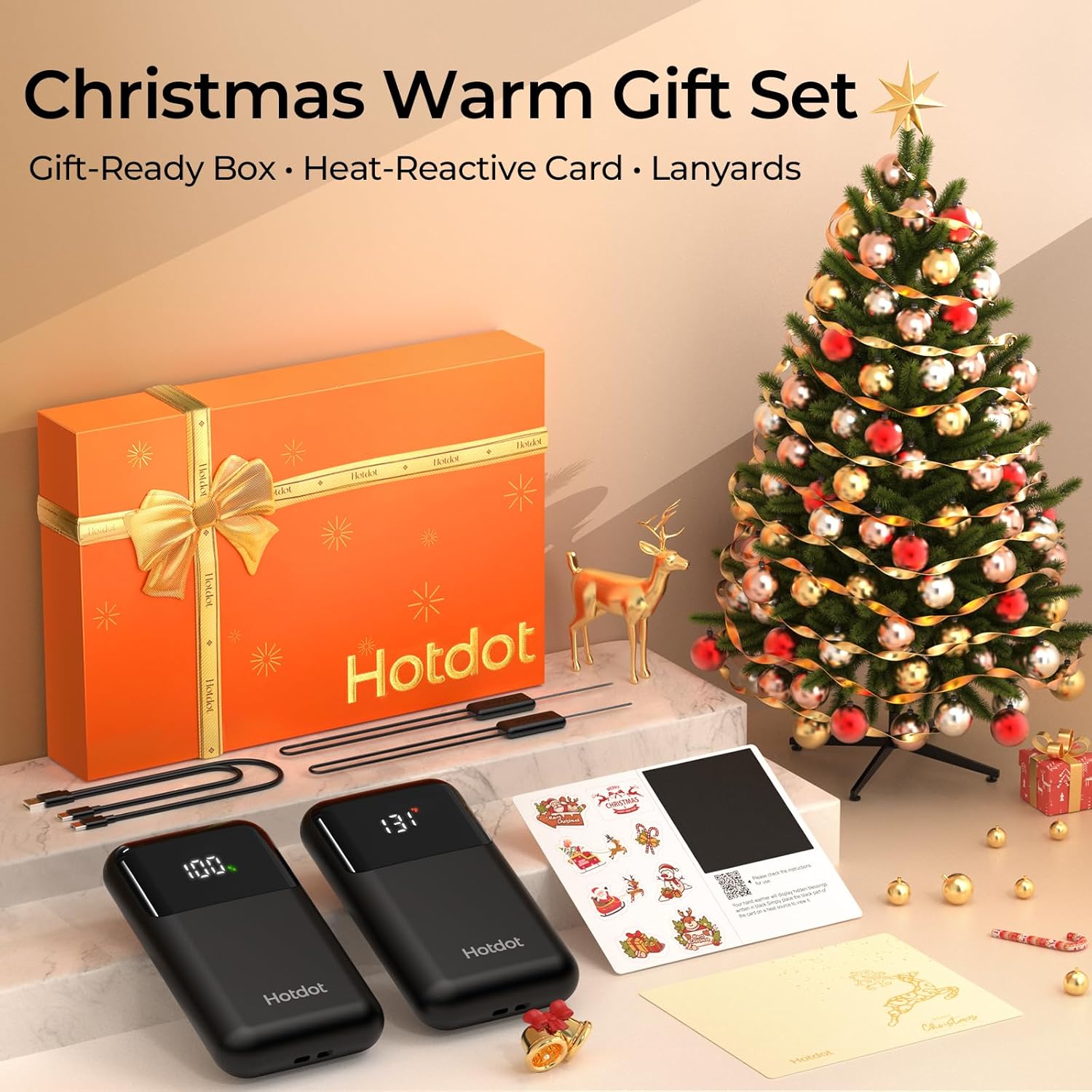 Hotdot Hand Warmers Rechargeable 2 Pack, 4 Heat Levels (104–131°F), Real-Time Temp & Battery Display, Electric Hand Warmers, Fast Heating, Fits in Gloves/Pocket, Gifts for Women & Men - Image 2