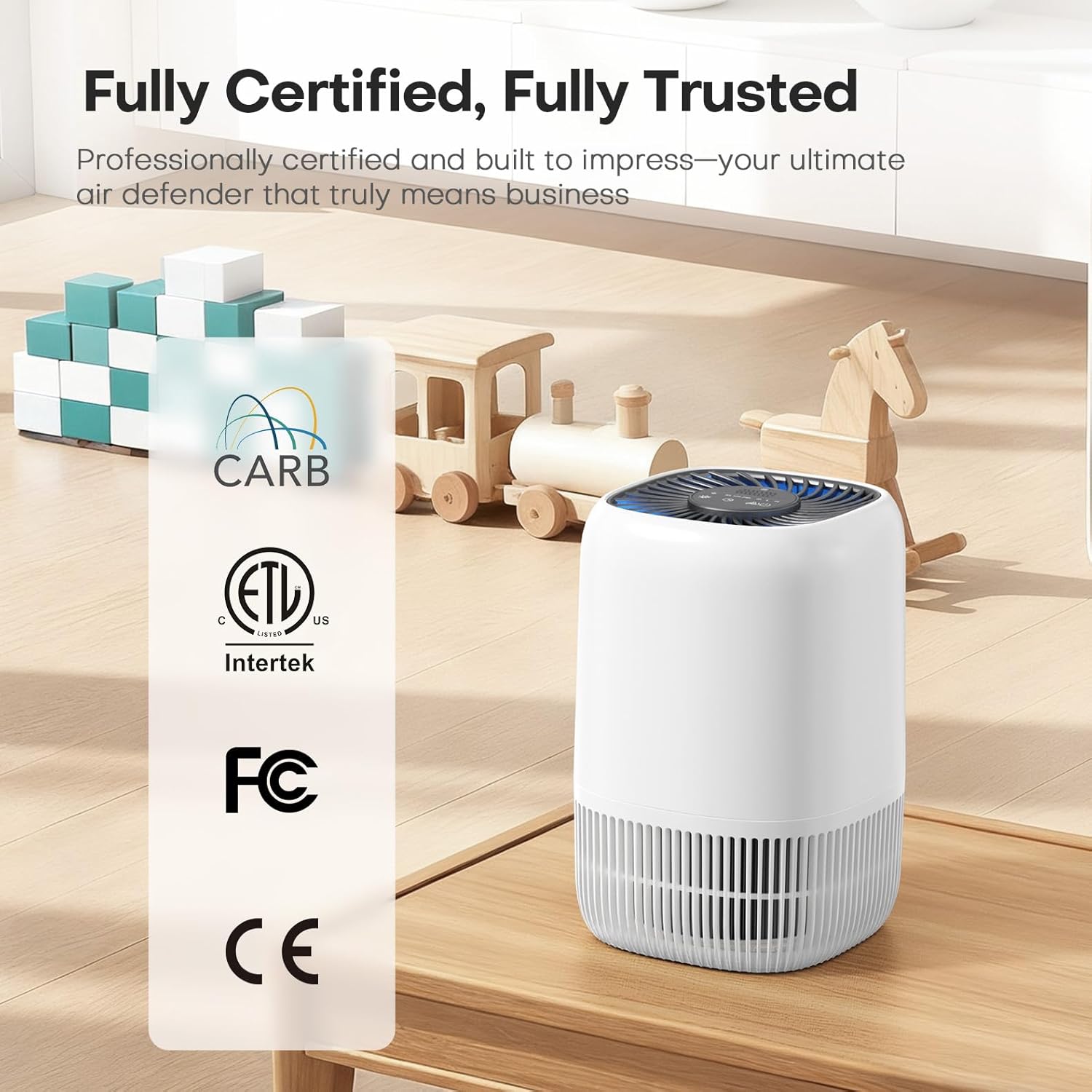 Air Purifiers for Home with High Efficiency Filter Up to 1076 Ft² for Pet Hair, Odors, Pollen, Smoke, Compact Air Cleaner with 3 Speeds, Timer, Aroma Quiet 360°Intake Filter, White - Image 8