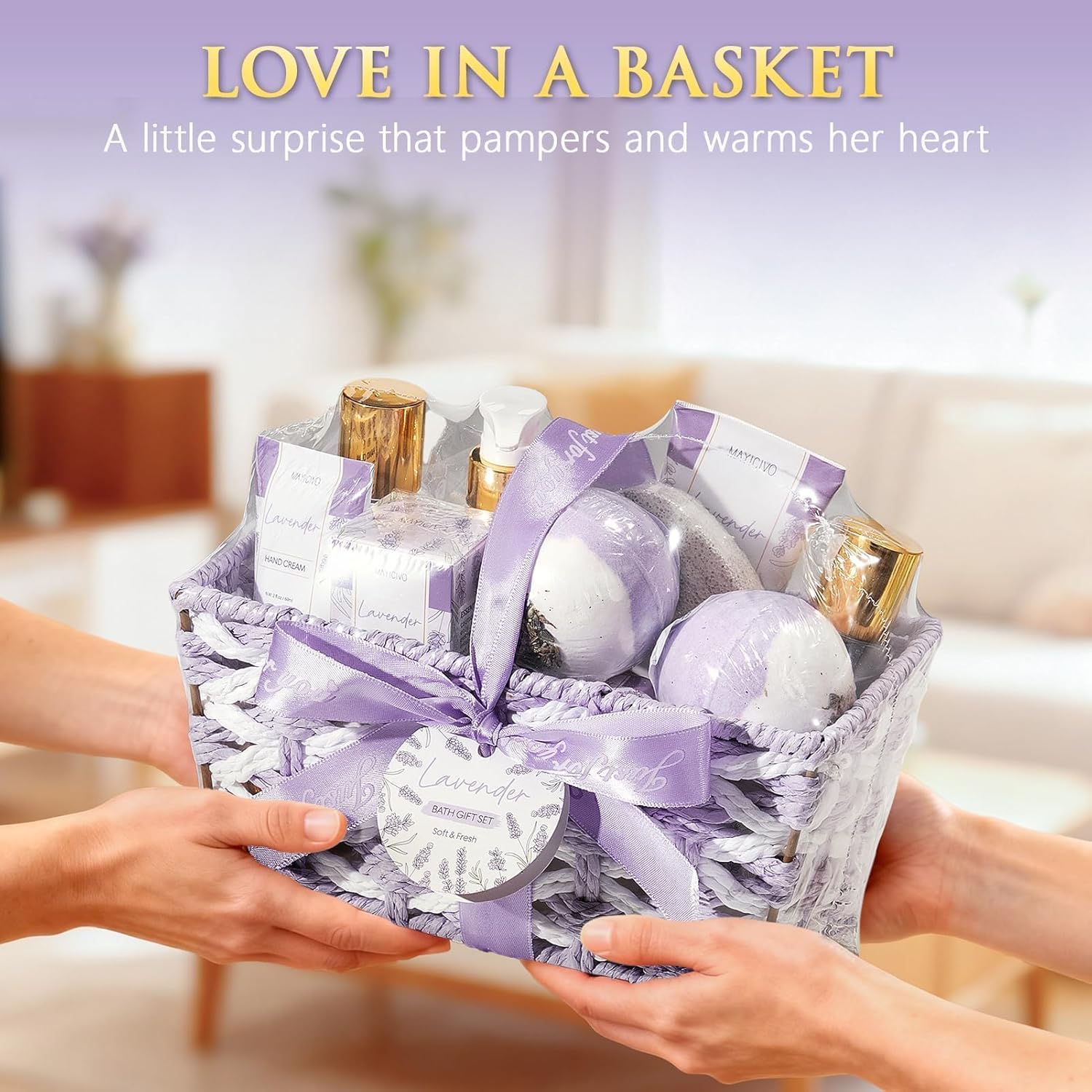 Mothers Day Birthday Gifts for Women, Lavender Relaxing Spa Gift Baskets for Women Self Care Package Bath Gift Set, Home Bath and Body Kit Pamper Gifts for Womens Her Mom Friends Wife Girlfriend Wife - Image 9