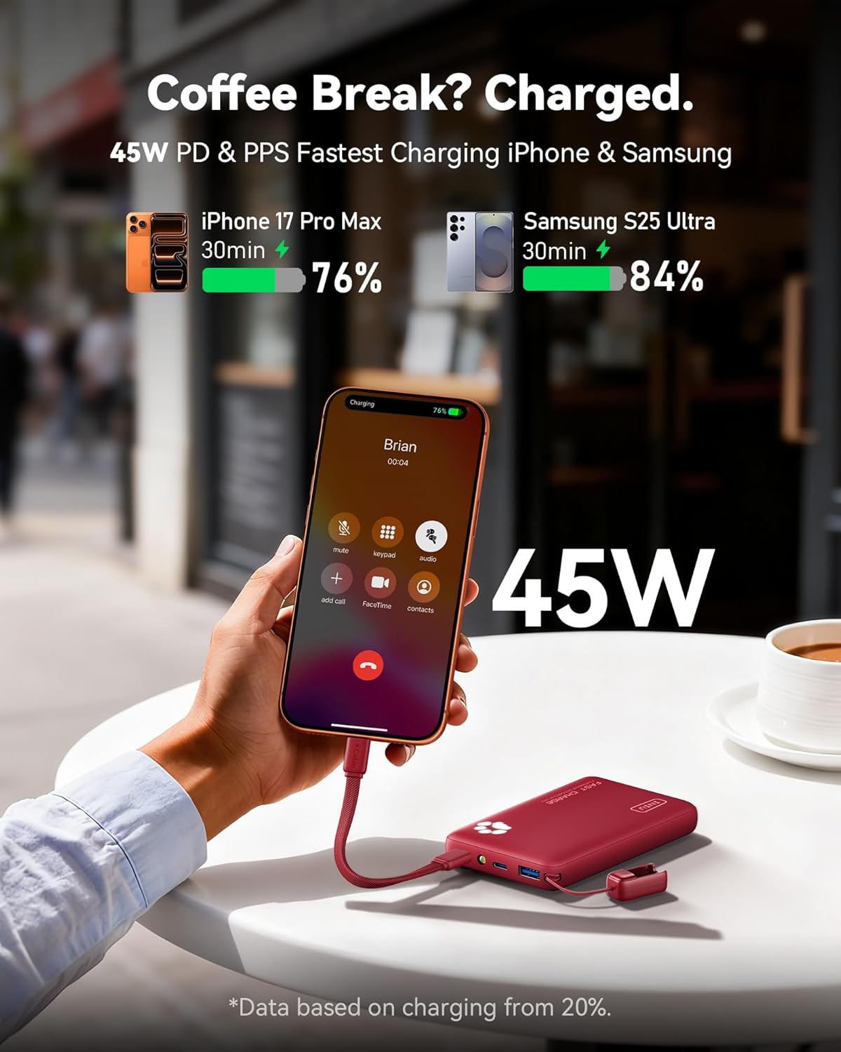 INIU Portable Charger, Ultra Slim 10000mAh 45W PD Power Bank, Fast Charging Mini Battery Pack, Travel Trip Family Essentials Powerbank for College Students Travelers Teen Boys Girls, Red - Image 3