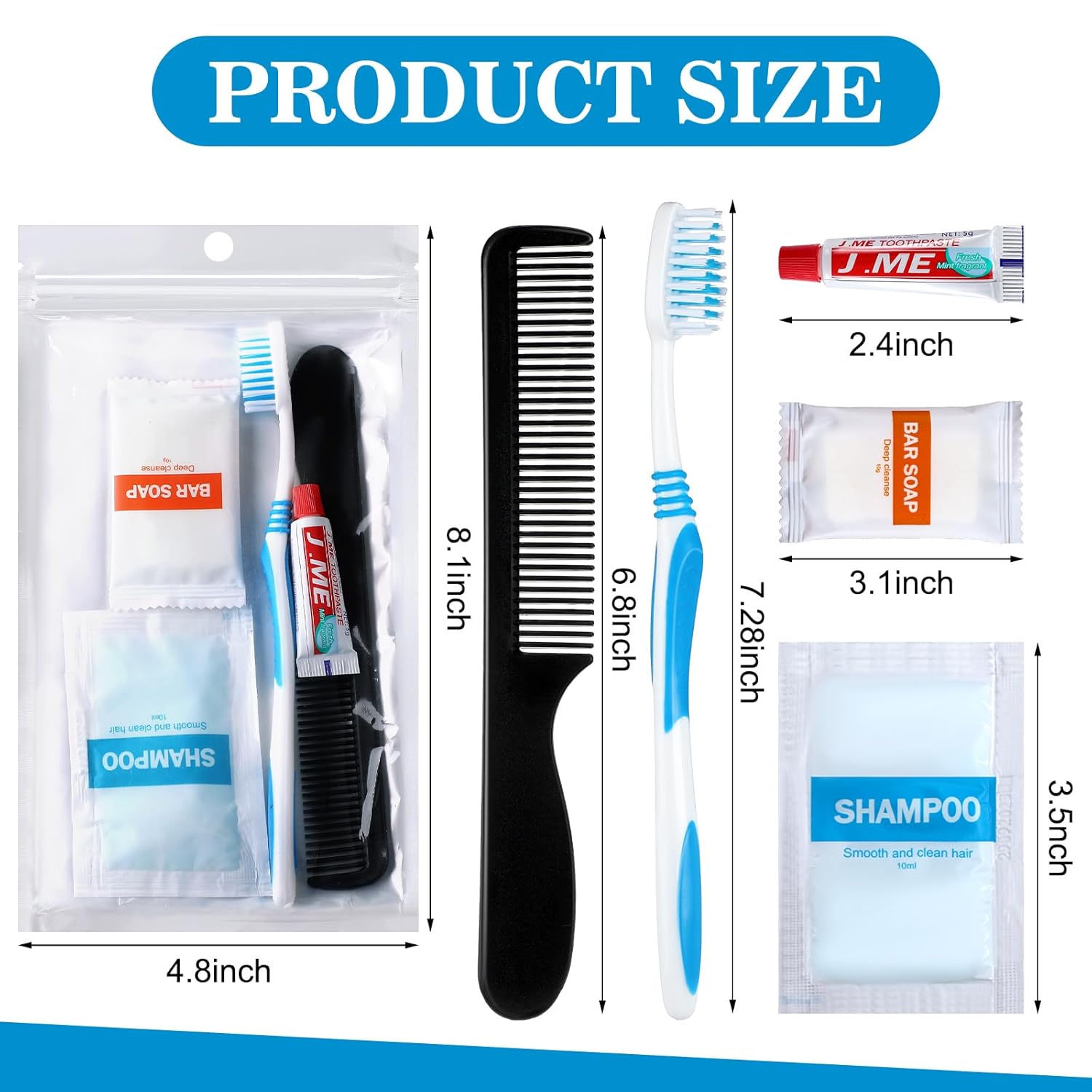 Newtay 240 Pcs 48 Kit Personal Hygiene for Homeless Bulk, Basic Disposable Toiletry Kit Homeless Care Package for Travel Charity Include Toothbrush, Toothpaste, Comb, Soap, Shampoo Toiletry Supplies - Image 2