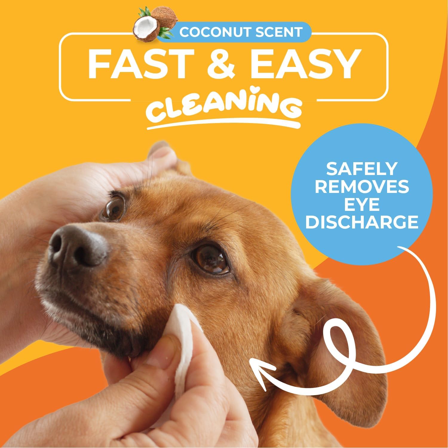 Dog Eye Wipes (100 Count) Hypoallergenic Eye & Face Wipes for Dogs & Cats - Pet Tear Stain Remover & Cleaner - Cleans & Removes Discharge, Crust, & Gunk (Coconut) - Image 2