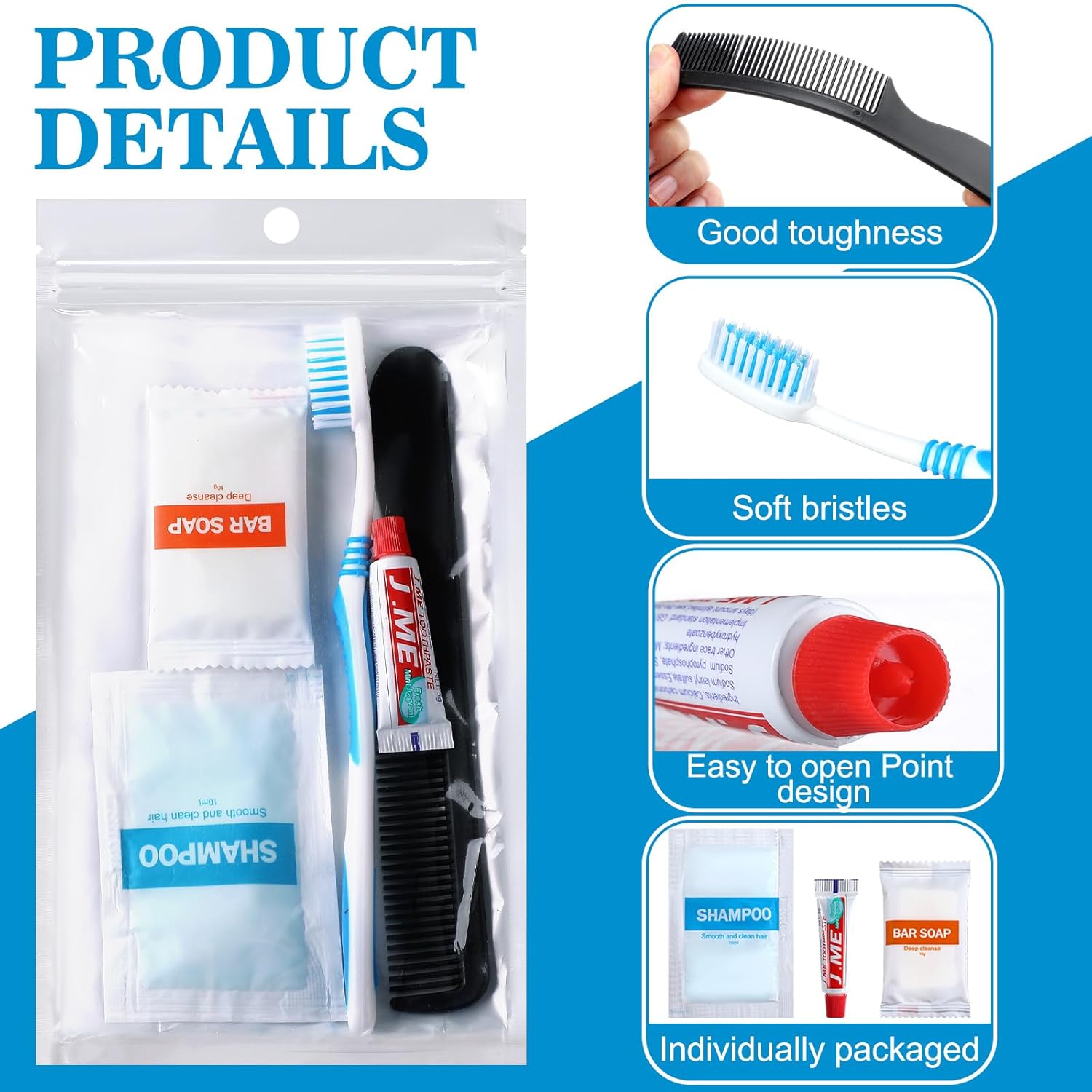 Newtay 240 Pcs 48 Kit Personal Hygiene for Homeless Bulk, Basic Disposable Toiletry Kit Homeless Care Package for Travel Charity Include Toothbrush, Toothpaste, Comb, Soap, Shampoo Toiletry Supplies - Image 3