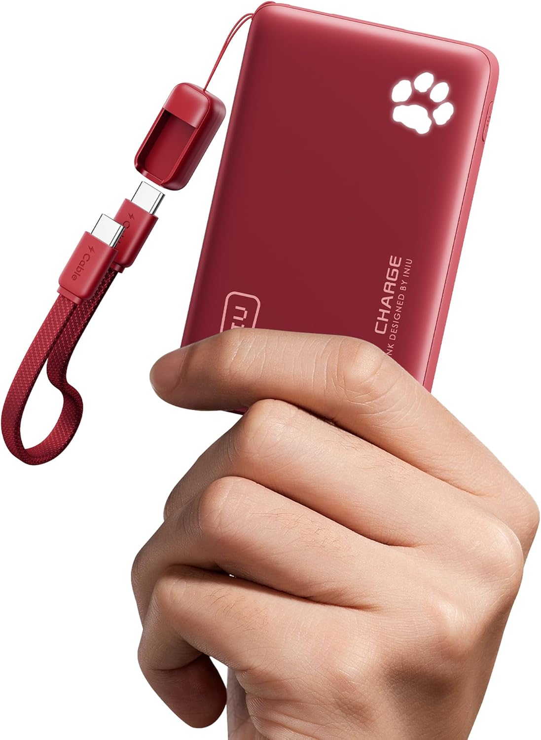 INIU Portable Charger, Ultra Slim 10000mAh 45W PD Power Bank, Fast Charging Mini Battery Pack, Travel Trip Family Essentials Powerbank for College Students Travelers Teen Boys Girls, Red