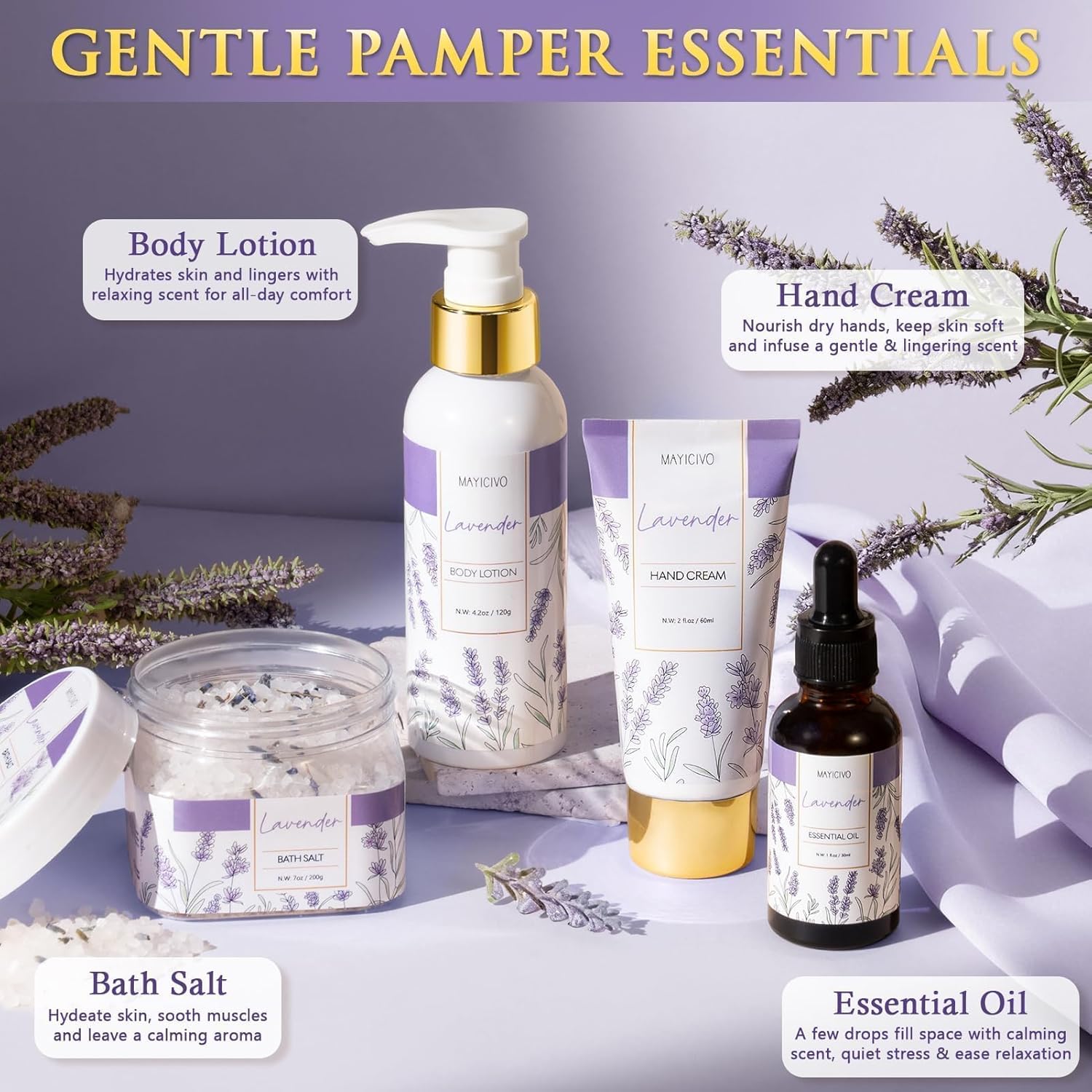 Mothers Day Birthday Gifts for Women, Lavender Relaxing Spa Gift Baskets for Women Self Care Package Bath Gift Set, Home Bath and Body Kit Pamper Gifts for Womens Her Mom Friends Wife Girlfriend Wife - Image 5