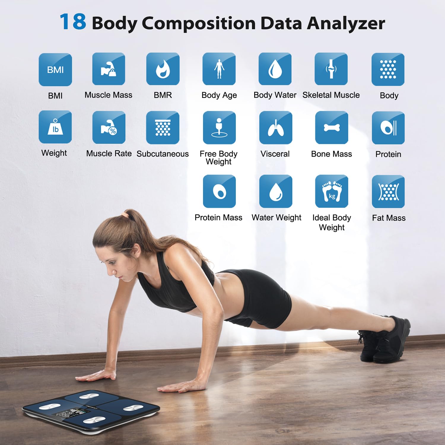 ABLEGRID Smart Bathroom Scale for Body Weight, Digital Body Fat Scale with LED Column Trend Display, BMI,Muscle Mass,Body Type, Accurate Home Weighing Scale for People with APP-Free Mode, 400lb - Image 7