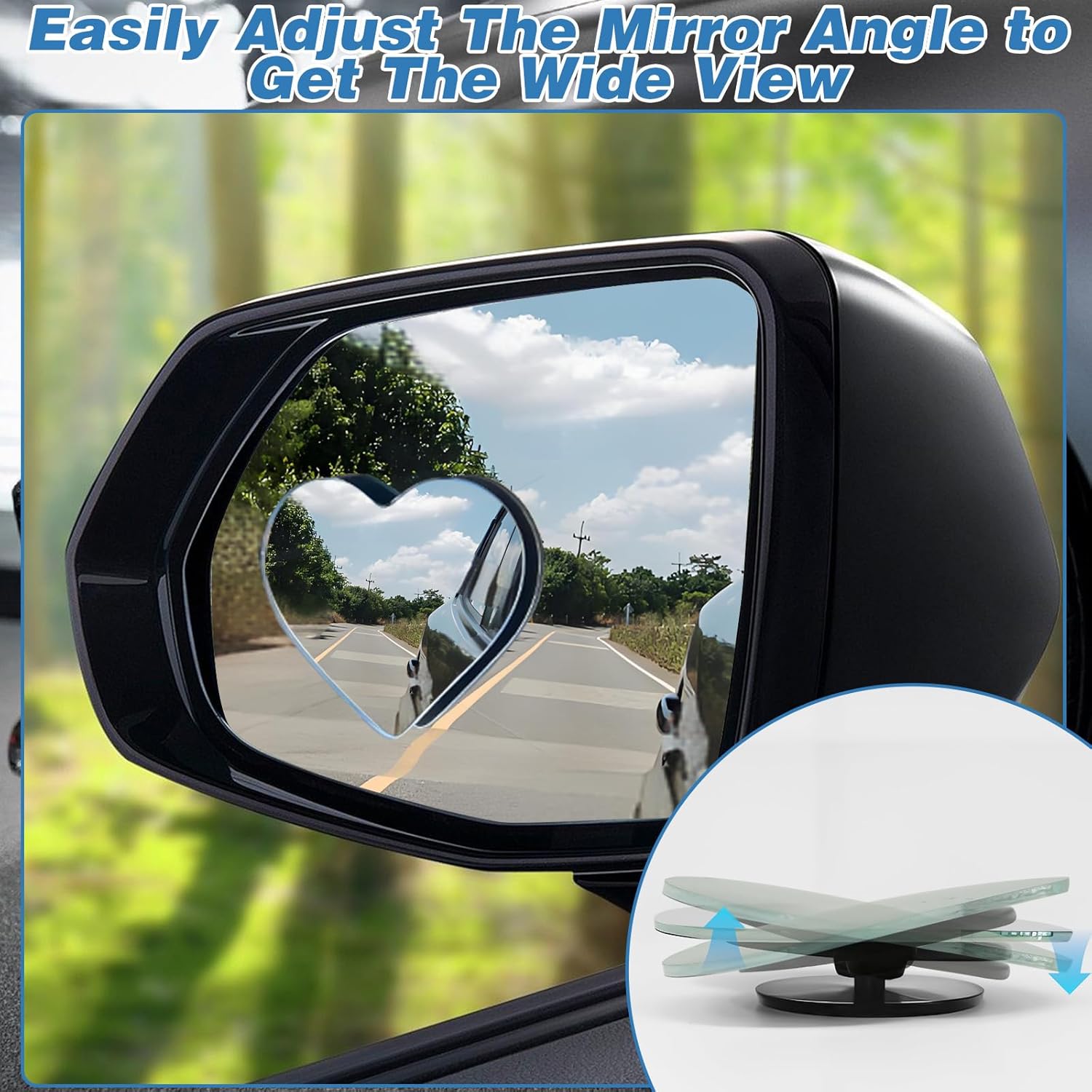 2Pcs Cars Heart Shaped Blind Spot Mirrors Car Side Mirror Blindspot Adjustabe Angle Removable Wide Angle Convex RearView Mirror for Enhanced Safety Universal Fit Stick, Car Accessories for Cars Suvs - Image 4