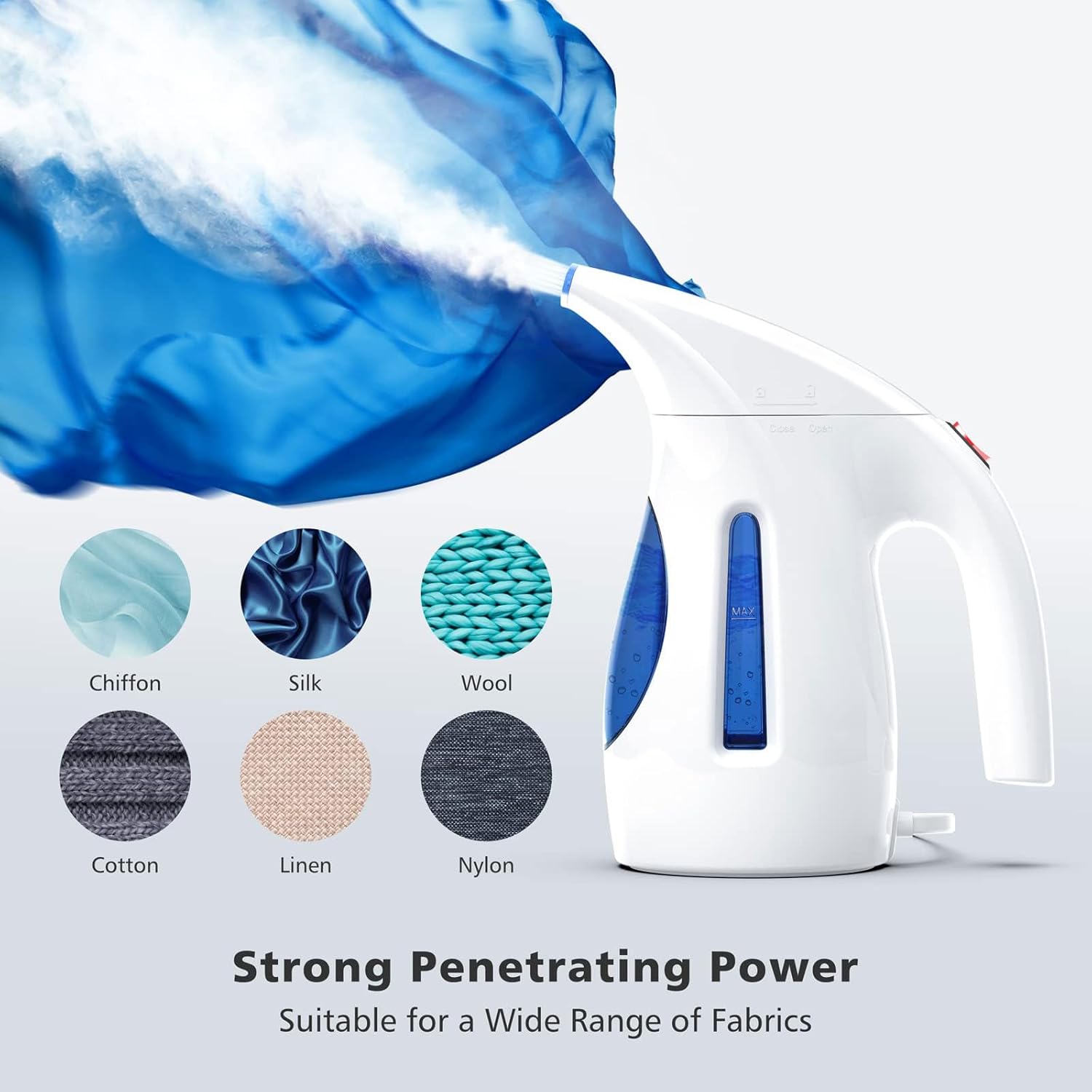 HiLIFE Steamer for Clothes, Portable Handheld Clothing Steamer, 240ml Big Capacity, 700W, Strong Power, Fabric Quick Wrinkle Remover with Brush for Home, Office(ONLY 120V) -Blue - Image 4