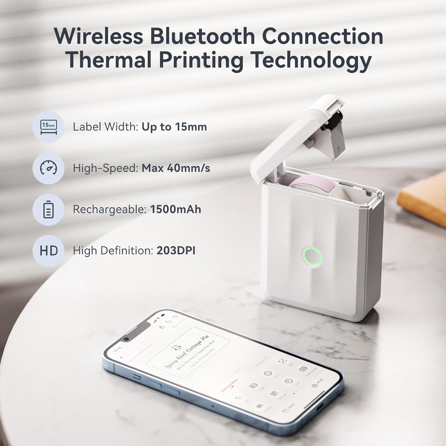 NIIMBOT D110 Upgraded Version Mini Label Maker Machine with Tape, Portable Bluetooth Thermal Printer, Sticker Labeler with Multiple Templates for Office Organization Home Kitchen School, White - Image 8