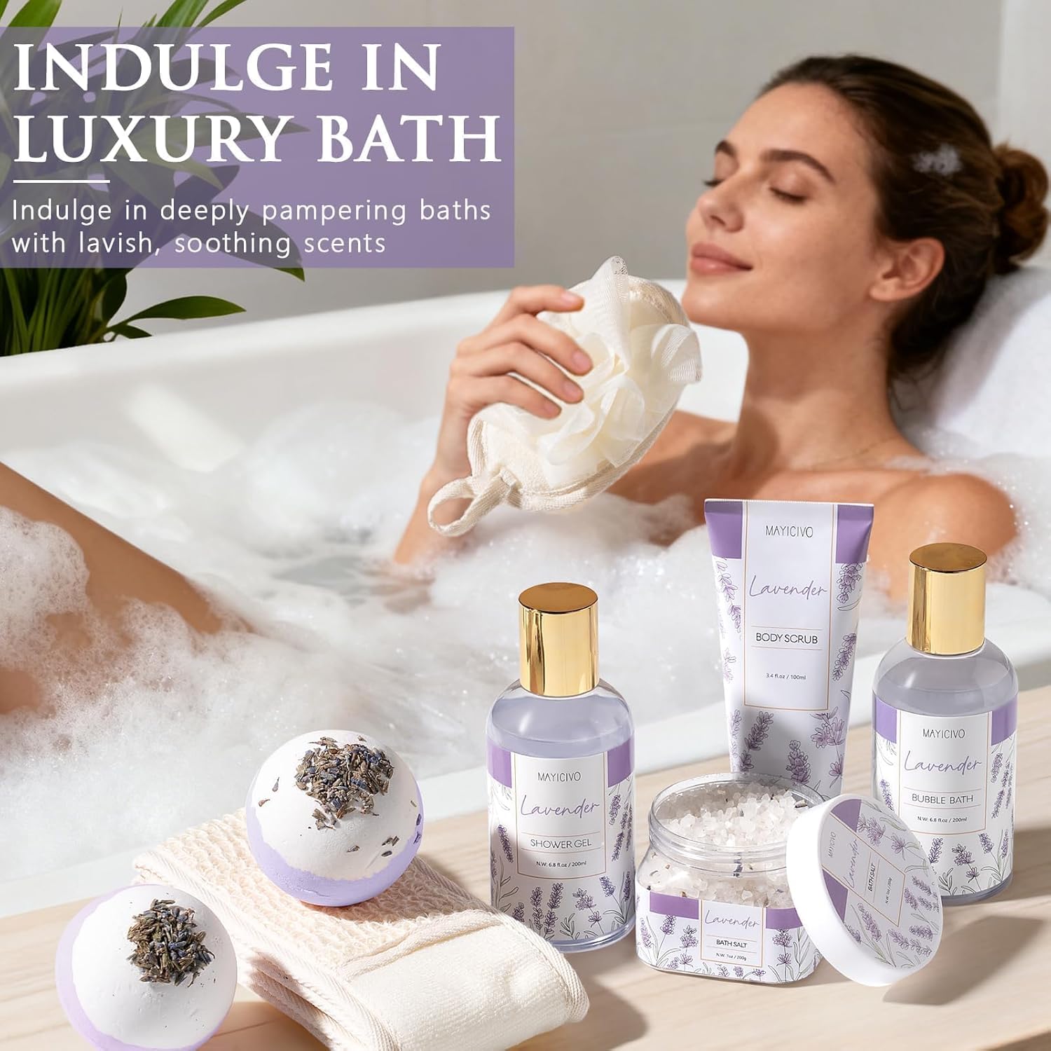 Mothers Day Birthday Gifts for Women, Lavender Relaxing Spa Gift Baskets for Women Self Care Package Bath Gift Set, Home Bath and Body Kit Pamper Gifts for Womens Her Mom Friends Wife Girlfriend Wife - Image 8