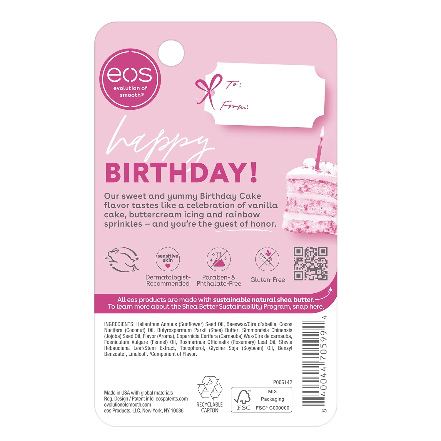 eos Natural Shea Lip Balm- Birthday Cake, All-Day Moisture, Shea Butter, Dry Lip Care, 0.14 oz - Image 7