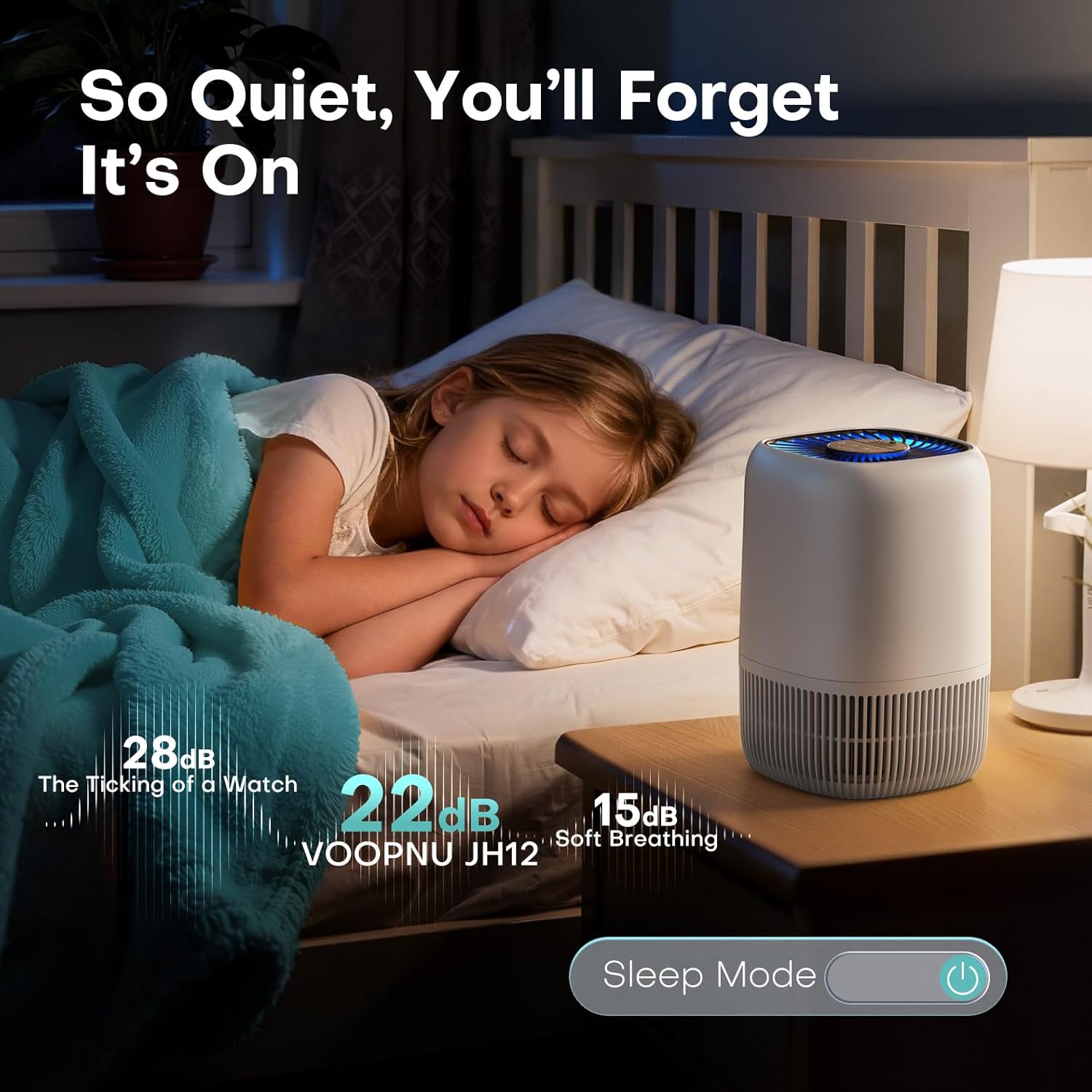 Air Purifiers for Home with High Efficiency Filter Up to 1076 Ft² for Pet Hair, Odors, Pollen, Smoke, Compact Air Cleaner with 3 Speeds, Timer, Aroma Quiet 360°Intake Filter, White - Image 4