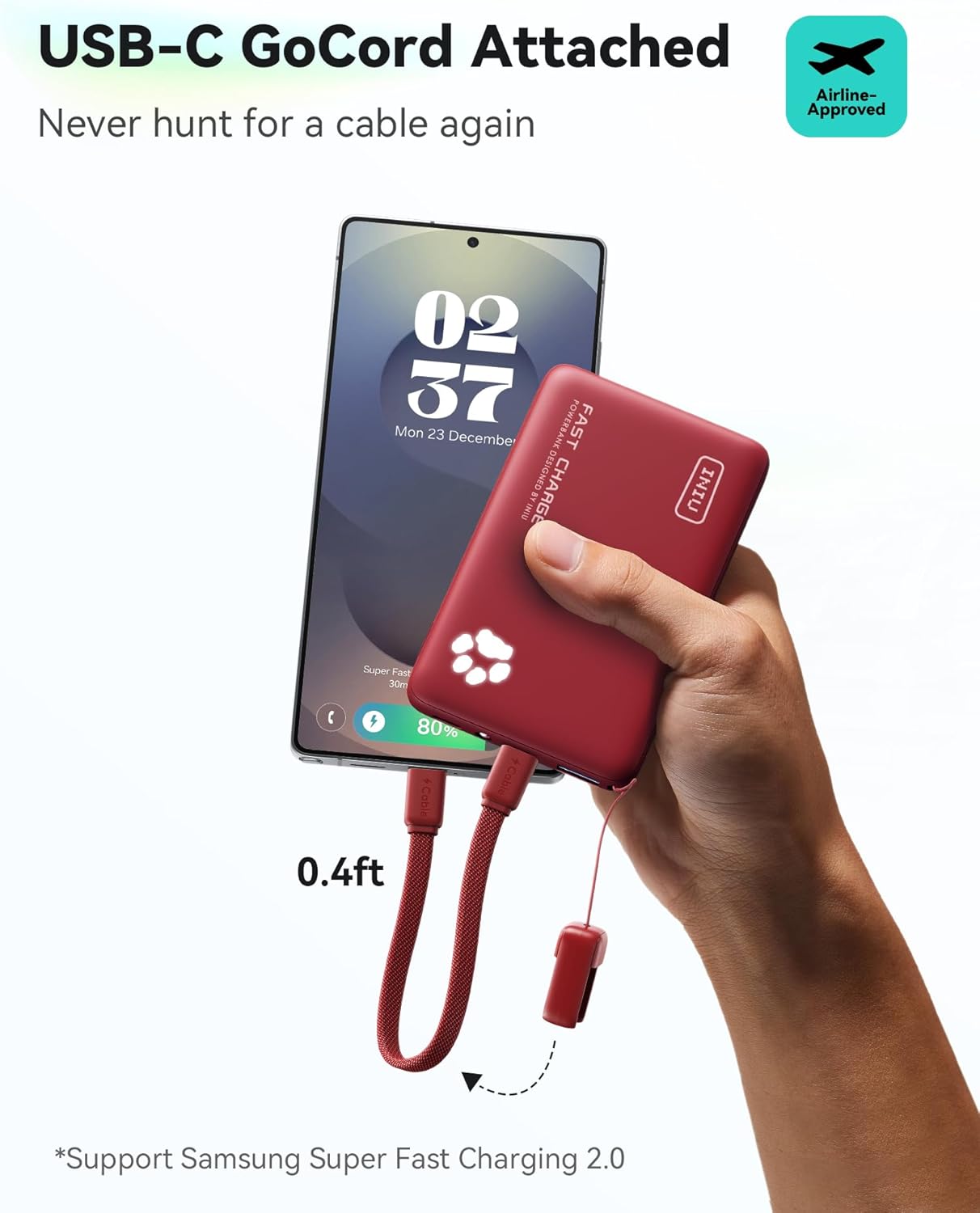 INIU Portable Charger, Ultra Slim 10000mAh 45W PD Power Bank, Fast Charging Mini Battery Pack, Travel Trip Family Essentials Powerbank for College Students Travelers Teen Boys Girls, Red - Image 4