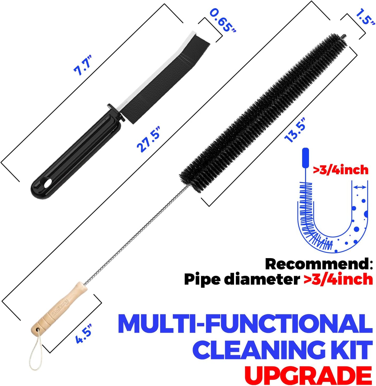 Holikme 3 Pcs Dryer Vent Cleaner Kit, 304 Stainless Steel Replacement Lint Brush for Clothes Dryer Vent Trap, Cleaning Brush & Flexible Crevice Tool - Image 4