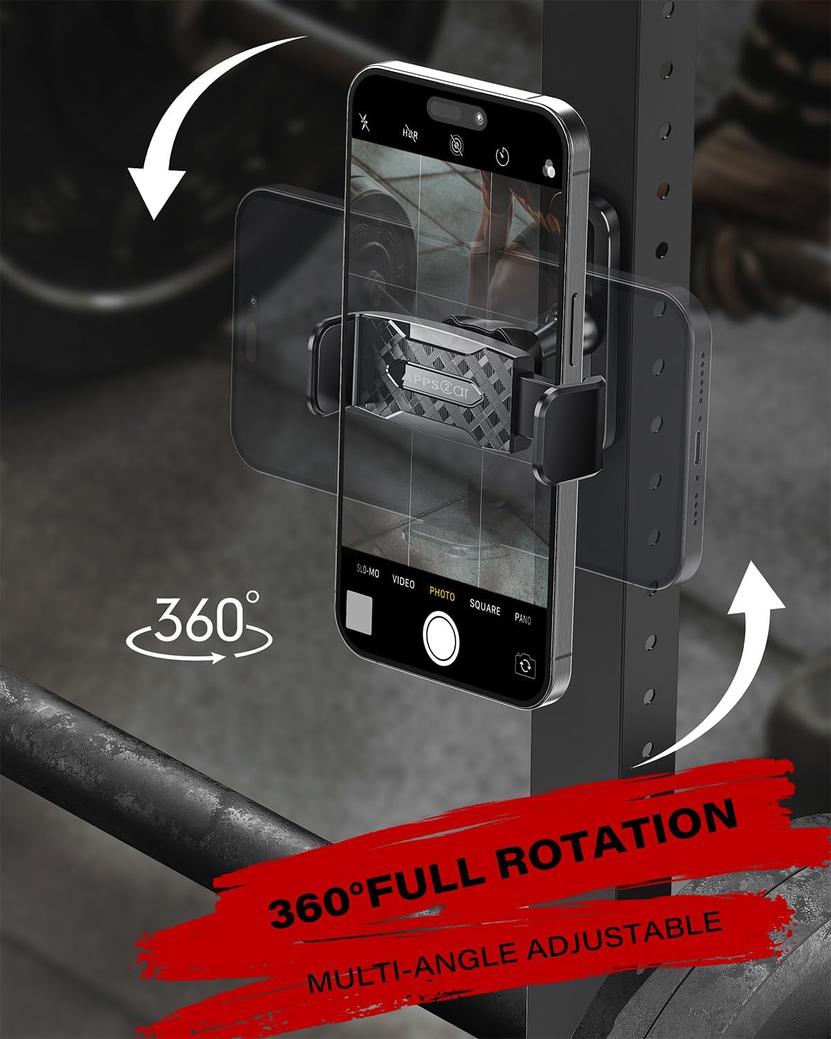 APPS2Car Magnetic Phone Holder for Gym, Alloy Base and Joint for Strong Hold, 360° Adjustable, Compatible with 4.7-6.5 Inch iPhone & Android Phones, Gym Accessories Gift for Men Women - Image 5