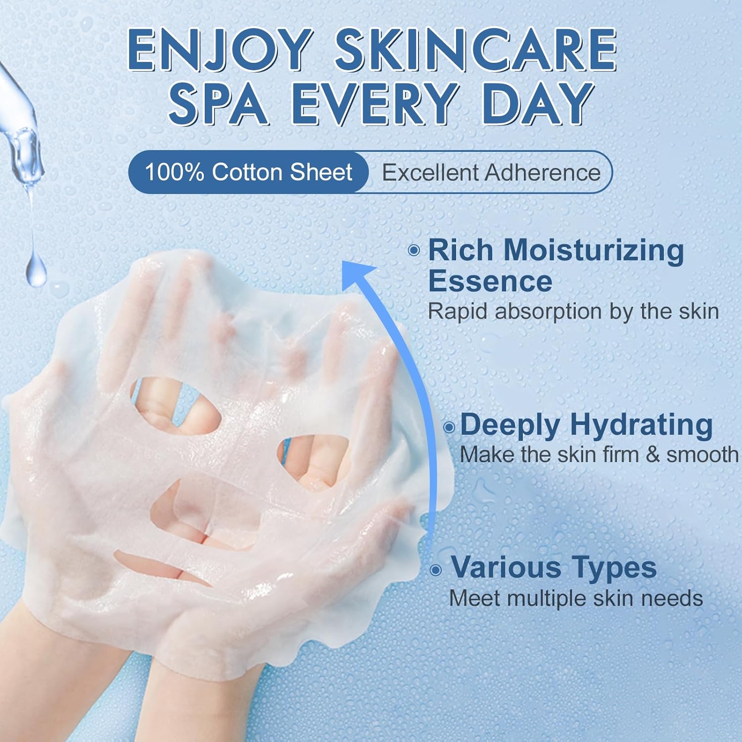 KONEUK 9 Pack Collagen Face Masks Skincare for Women, Hydrating Sheet Face Masks Suitable for All Skin Types, Bulk Facial Masks for Women Skin Care, Face Mask Gifts Set for Spa Party - Image 2