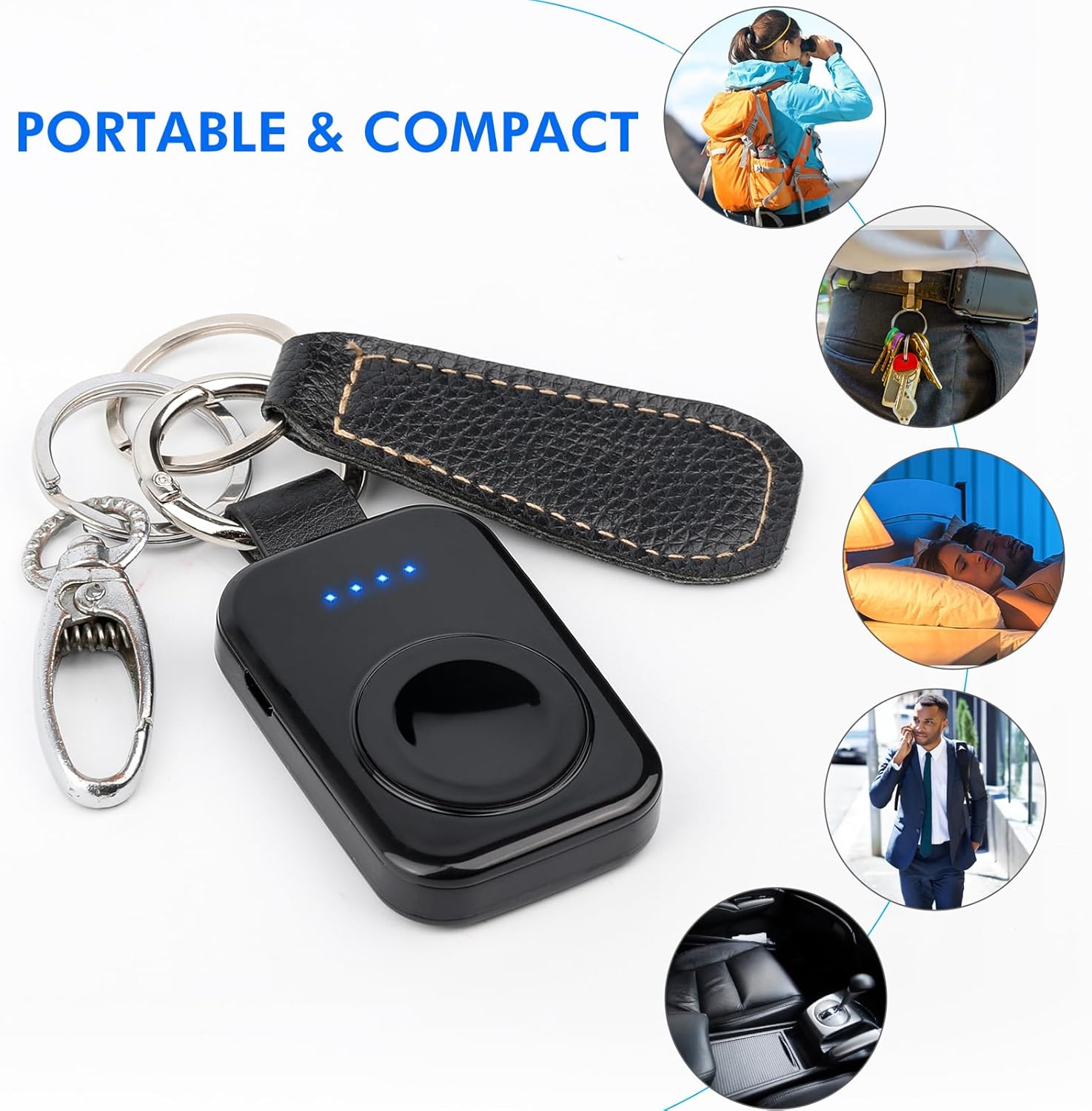 i.VALUX Portable Wireless Charger for Apple Watch Series 11/10/9/8/UItra/7/6/5/4/3/2/SE,Compact Magnetic iWatch Charger 1000mAh Extra Power Bank Smart Keychain Travel Accessories Father Birthday-Black - Image 3
