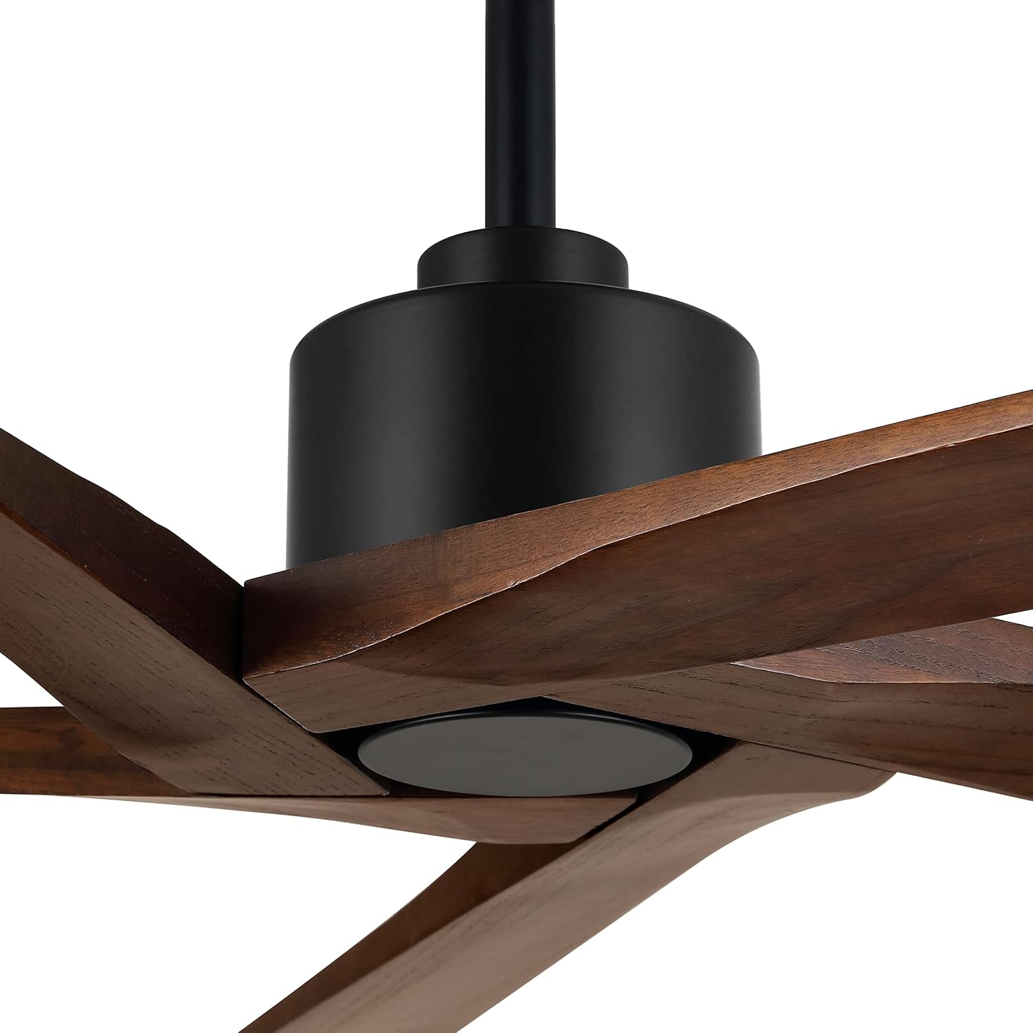 WINGBO 64 Inch DC Ceiling Fan without Lights, 5 Reversible Carved Solid Wood Blades, 6-Speed Noiseless DC Motor, Ceiling Fan No Light with Remote, Matte Black Finish with Walnut Blades, ETL Listed - Image 8