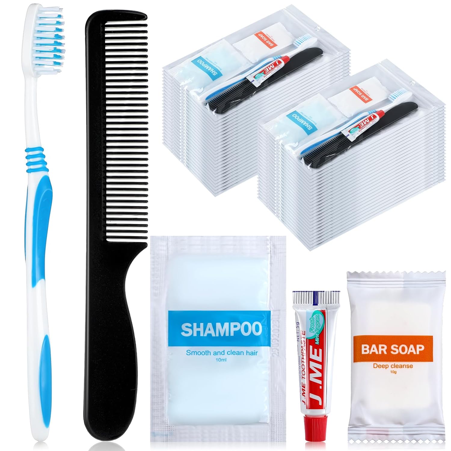 Newtay 240 Pcs 48 Kit Personal Hygiene for Homeless Bulk, Basic Disposable Toiletry Kit Homeless Care Package for Travel Charity Include Toothbrush, Toothpaste, Comb, Soap, Shampoo Toiletry Supplies - Image 8
