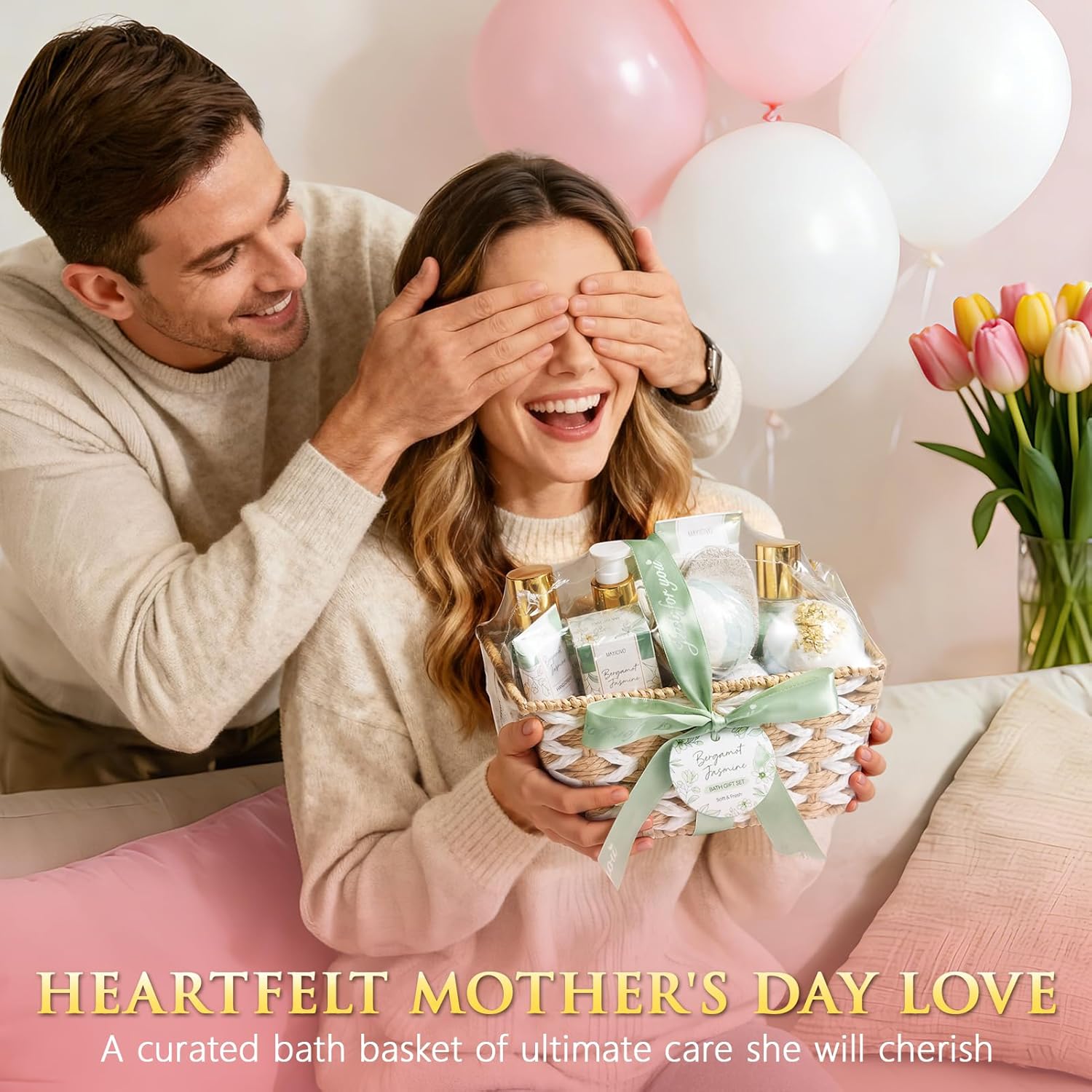 Mothers Day Birthday Gifts for Women, Bergamot Jasmine Relaxing Spa Gift Baskets for Women Self Care Package Bath Gift Set, Home Bath and Body Kit Pampering Gifts for Womens Her Mom Friend Sister Wife - Image 3