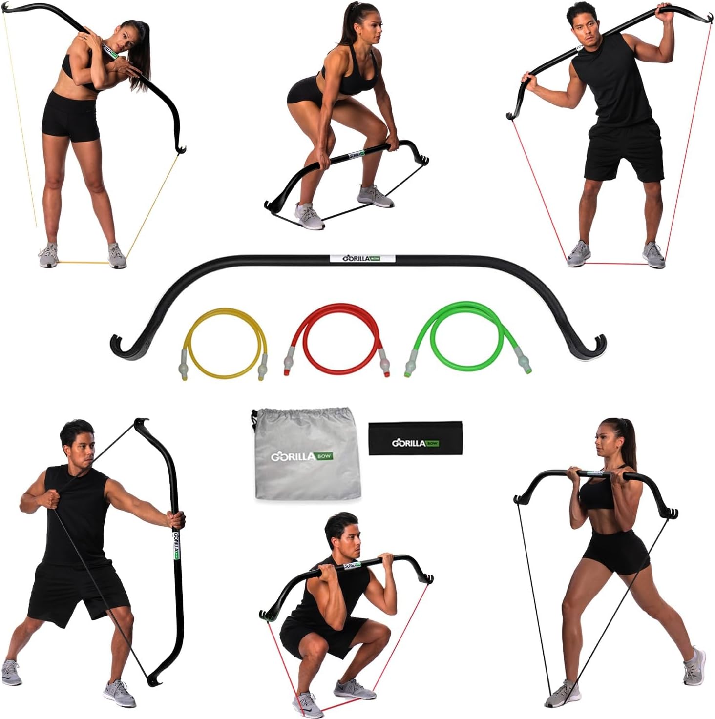 Gorilla Bow Lite All-in-One Home Gym System, Portable Resistance Band Bar for Strength Training, HIIT & Full Body Workouts, Lightweight Design for Home, Travel & Outdoor Use