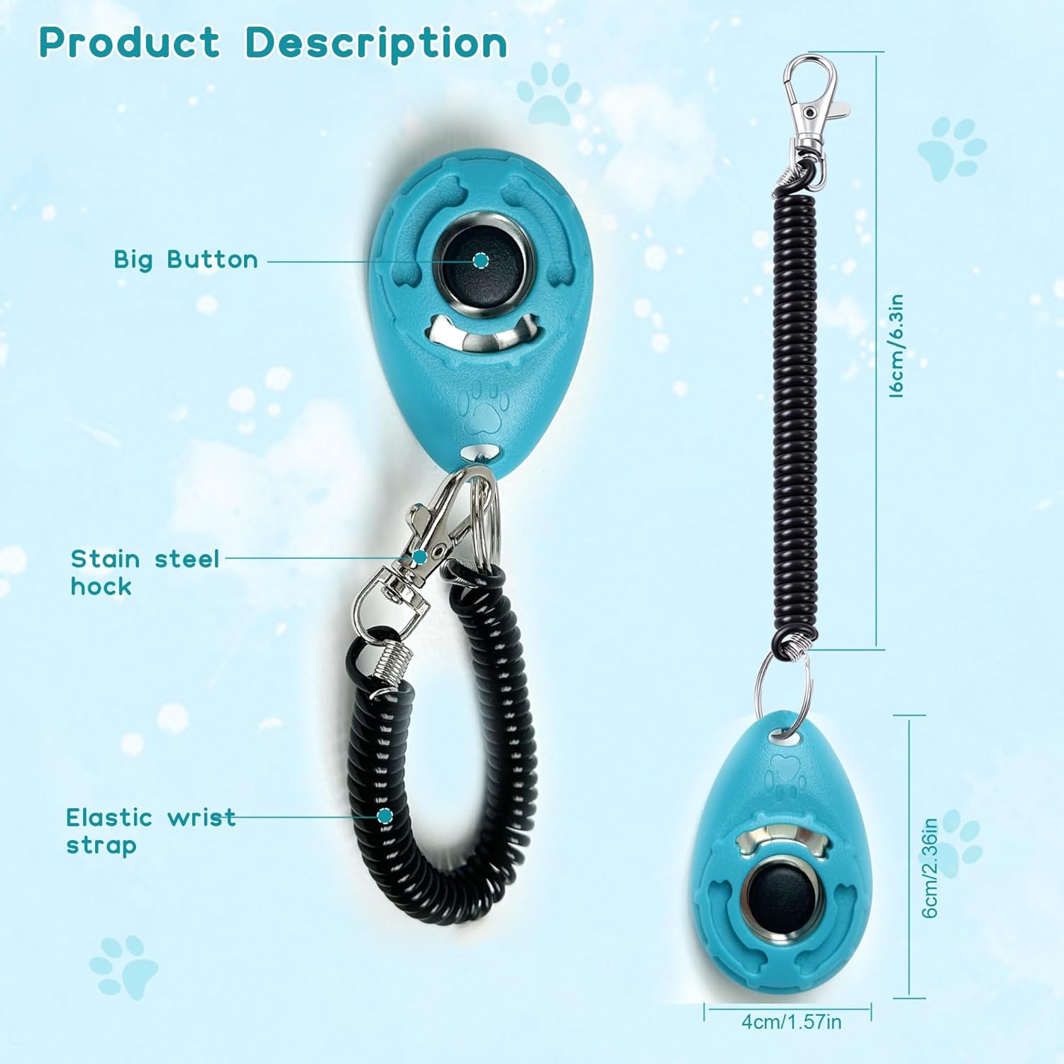 Dog Training Clicker with Sring Wrist and Keyring - Pet Dog Training Clickers for Puppy, Cat, Potty, Bird, Horse, Pet, Trainer Training Tools, Behavior Aids - Image 4