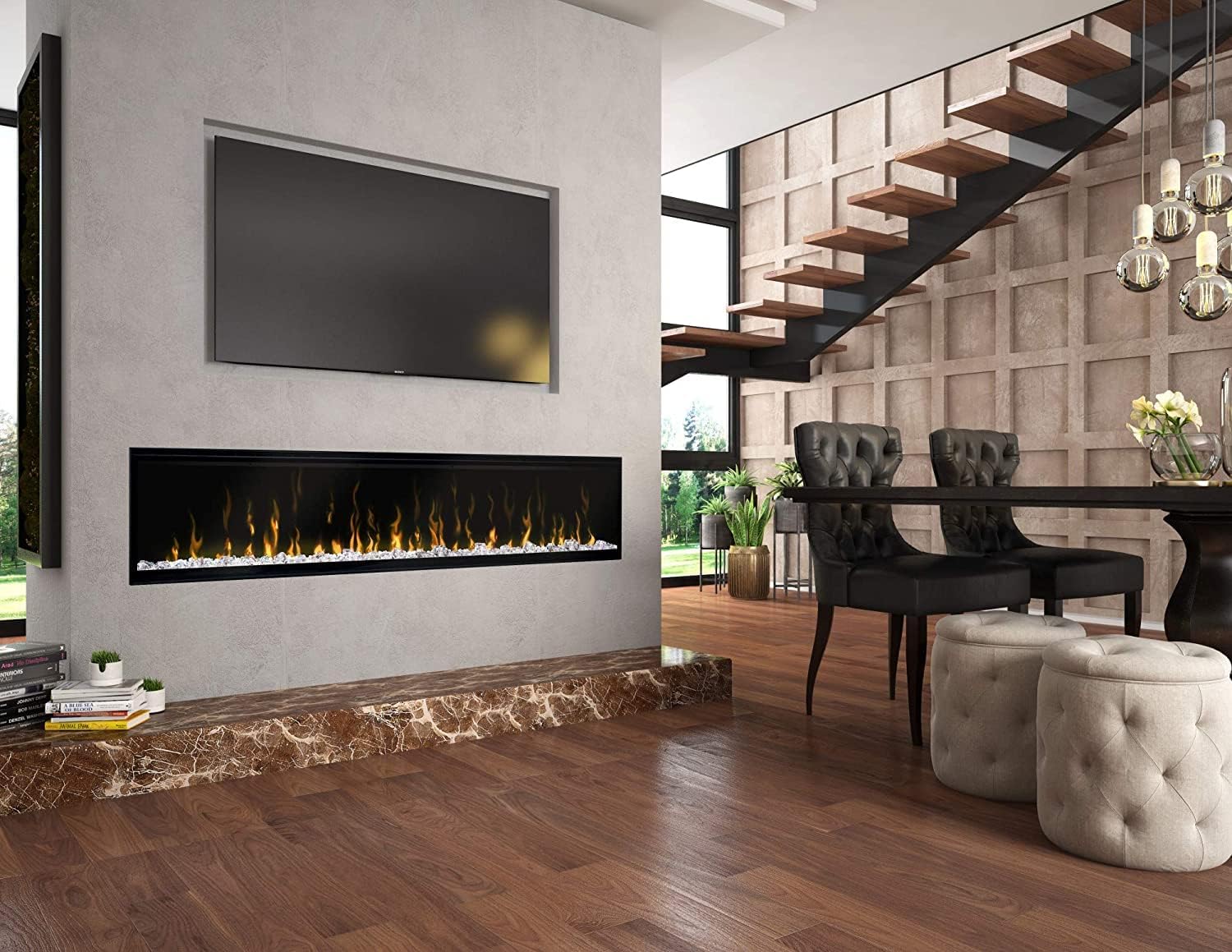 Dimplex IgniteXL 74" Built-in Linear Electric Fireplace (Model: XLF74), 8530/5118 BTU, 240/120 Volt, 2500/1500 Watt, Black - Image 5