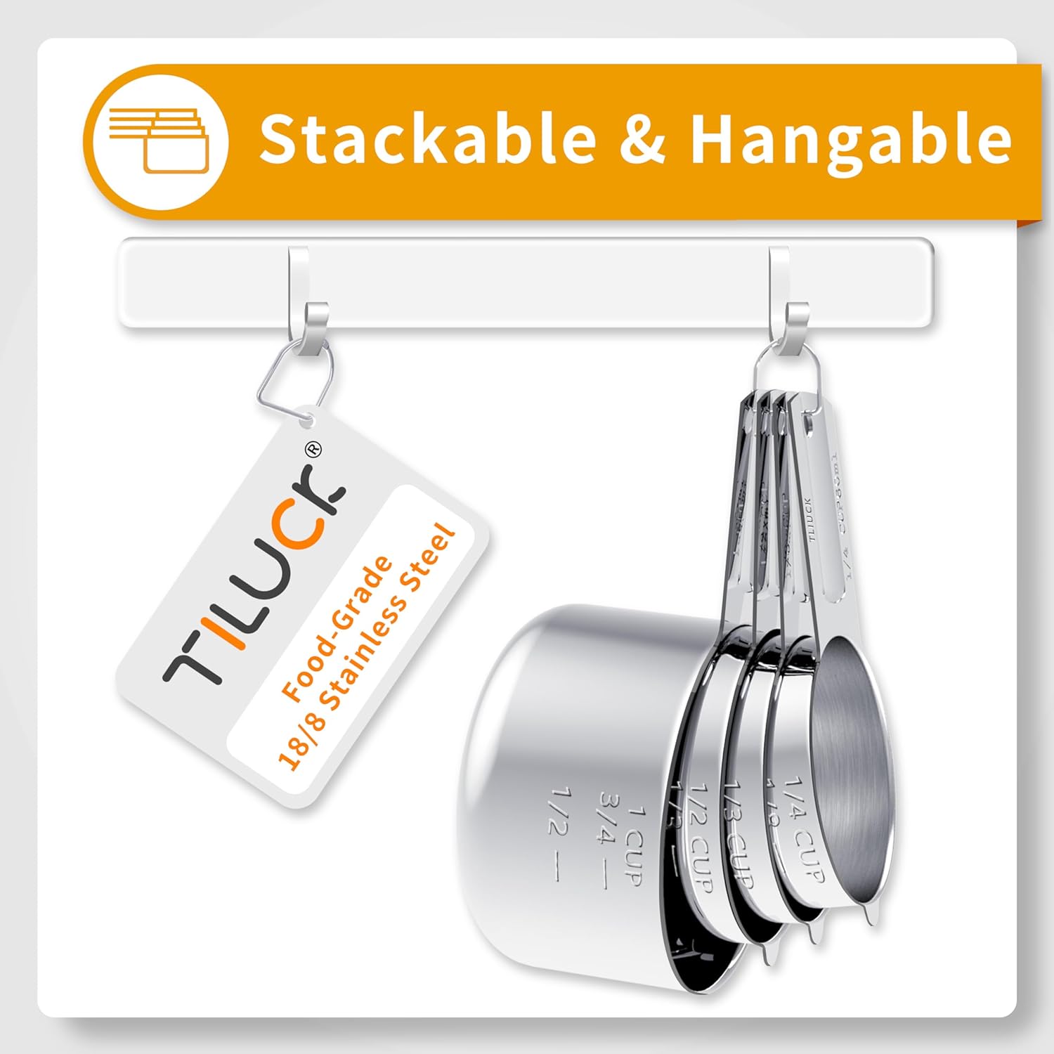 TILUCK Stainless Steel Measuring Cups & Spoons Set, Cups and Spoons,Kitchen Gadgets for Cooking & Baking (10) - Image 3