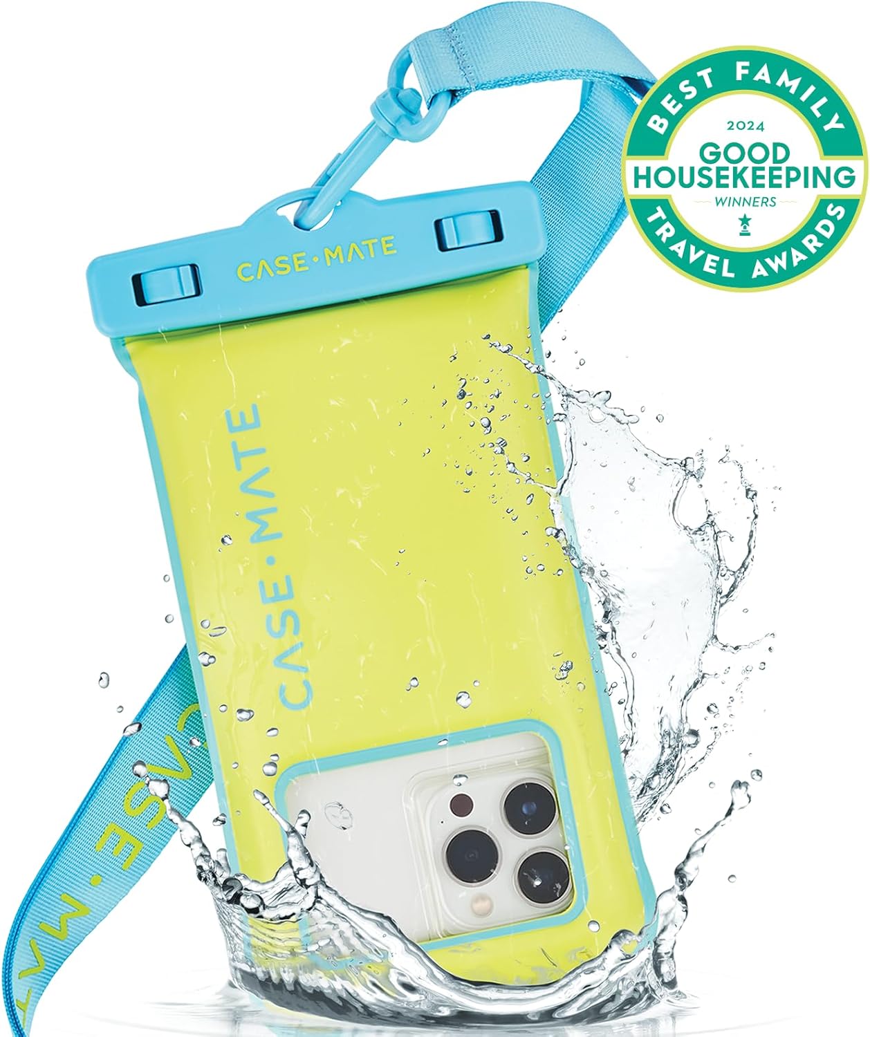 Case-Mate IP68 Waterproof Phone Pouch - Floating Waterproof Phone Case with Crossbody Lanyard - Beach Cruise Ship Travel Essentials - Compatible with All Devices - Touchscreen Friendly - Citrus Splash - Image 2