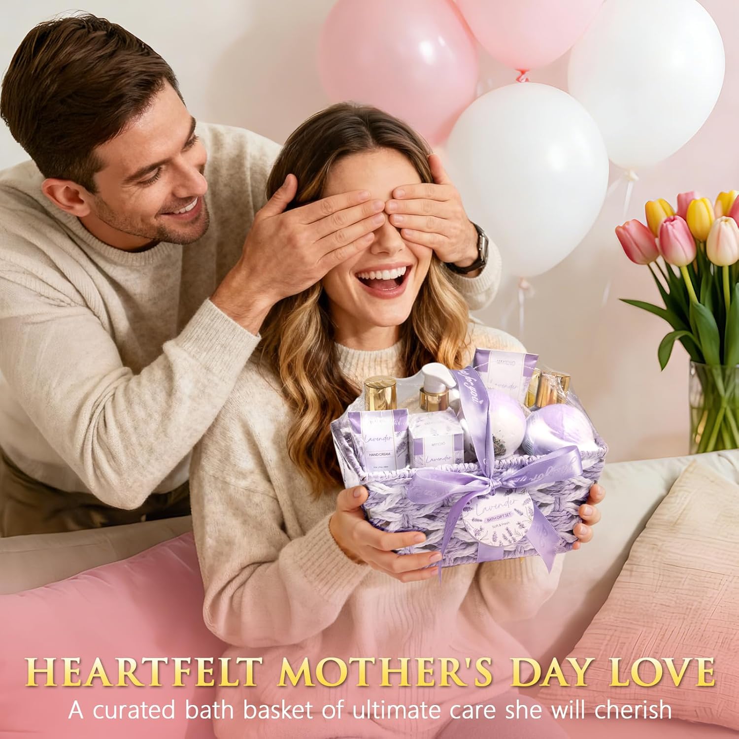 Mothers Day Birthday Gifts for Women, Lavender Relaxing Spa Gift Baskets for Women Self Care Package Bath Gift Set, Home Bath and Body Kit Pamper Gifts for Womens Her Mom Friends Wife Girlfriend Wife - Image 3