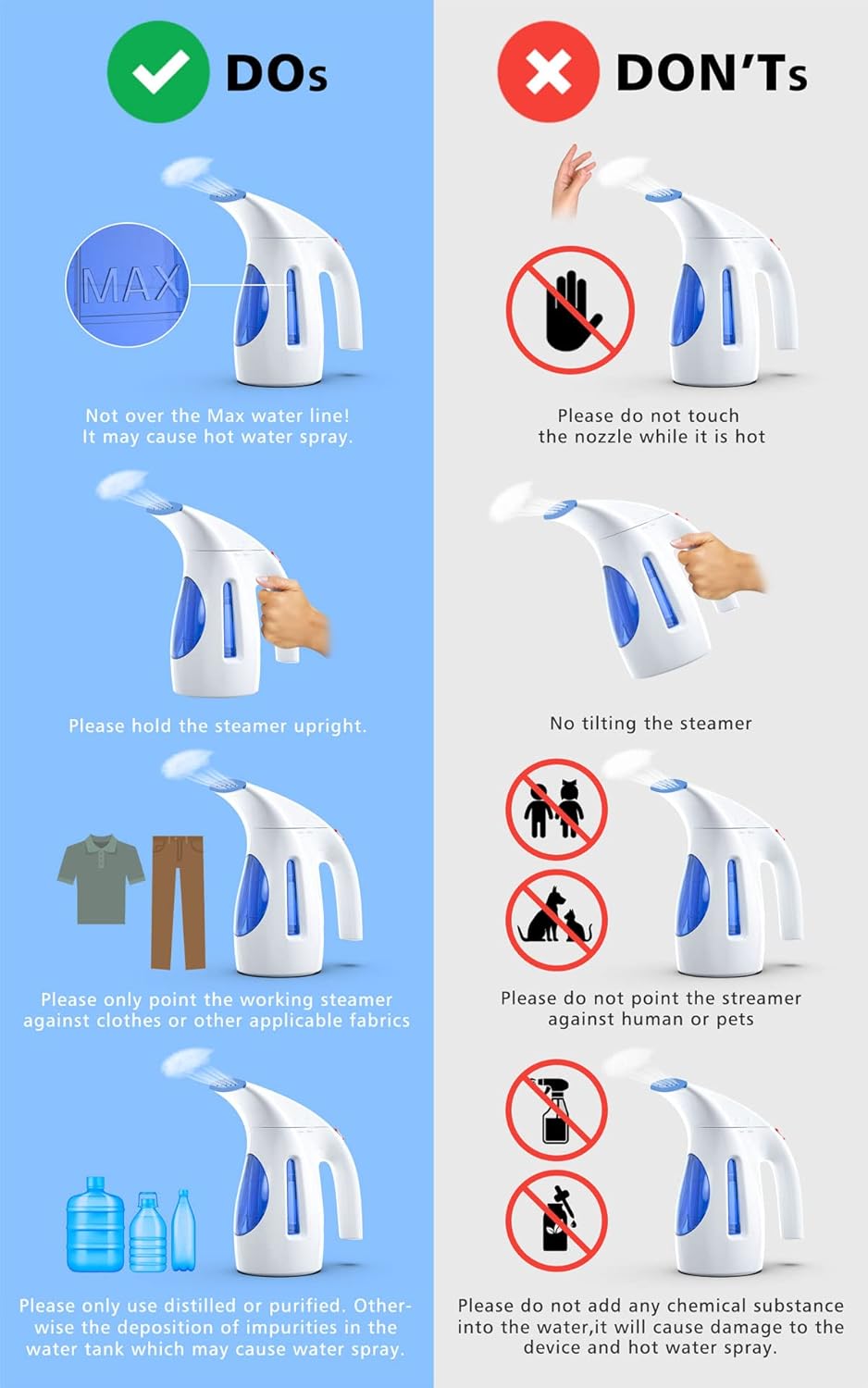 HiLIFE Steamer for Clothes, Portable Handheld Clothing Steamer, 240ml Big Capacity, 700W, Strong Power, Fabric Quick Wrinkle Remover with Brush for Home, Office(ONLY 120V) -Blue - Image 7