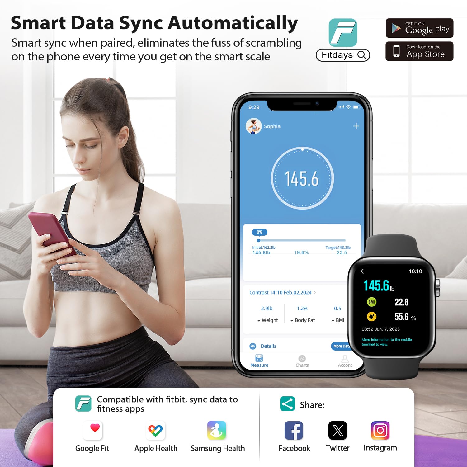 ABLEGRID Smart Bathroom Scale for Body Weight, Digital Body Fat Scale with LED Column Trend Display, BMI,Muscle Mass,Body Type, Accurate Home Weighing Scale for People with APP-Free Mode, 400lb - Image 5