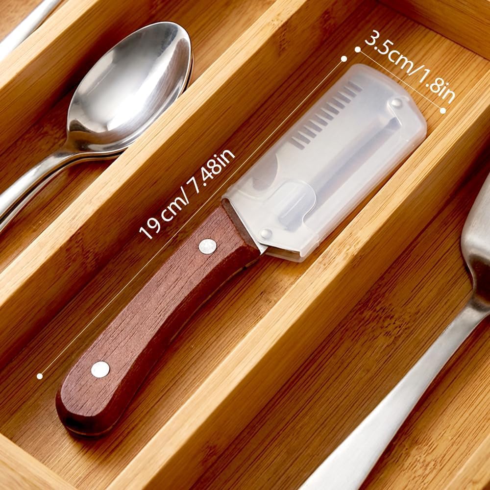 2026New Multi-functional Vegetable Peeler, Ktchen Multi-function Stainless Steel Thickened Fruit Peeler Knife with Wooden Handle, 3-1,Suitable for Peeling Fruits and Shredding Scallions (3PCS) - Image 7