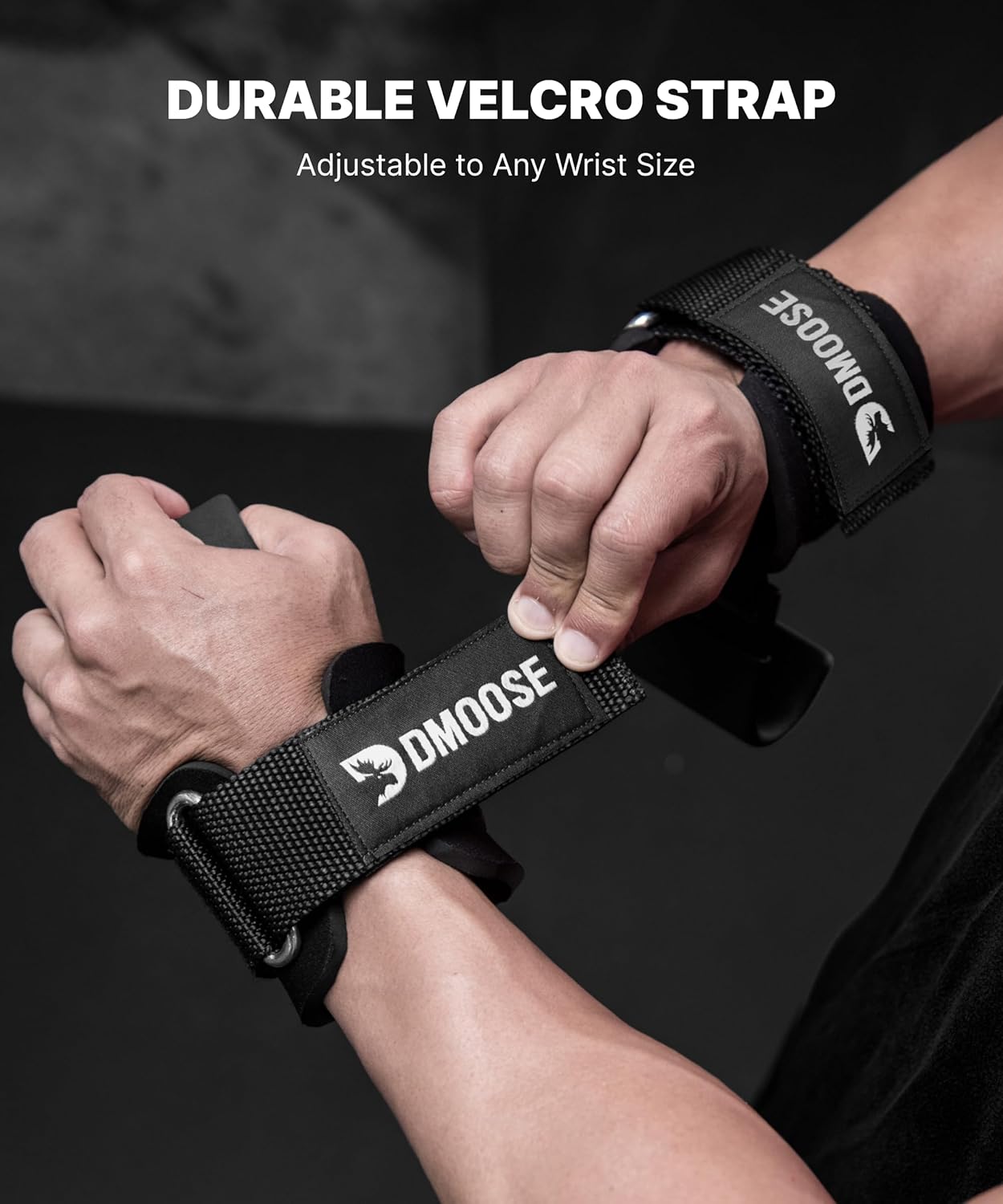 DMoose Fitness Weight Lifting Hooks (Pair) for Deadlifts, Pull Ups, Rows & Shrugs - Anti-Rip Nylon Strap Hand Grips with Thick Wrist Padding - Heavy Duty Wrist Straps for Weightlifting & Gym Workouts - Image 7