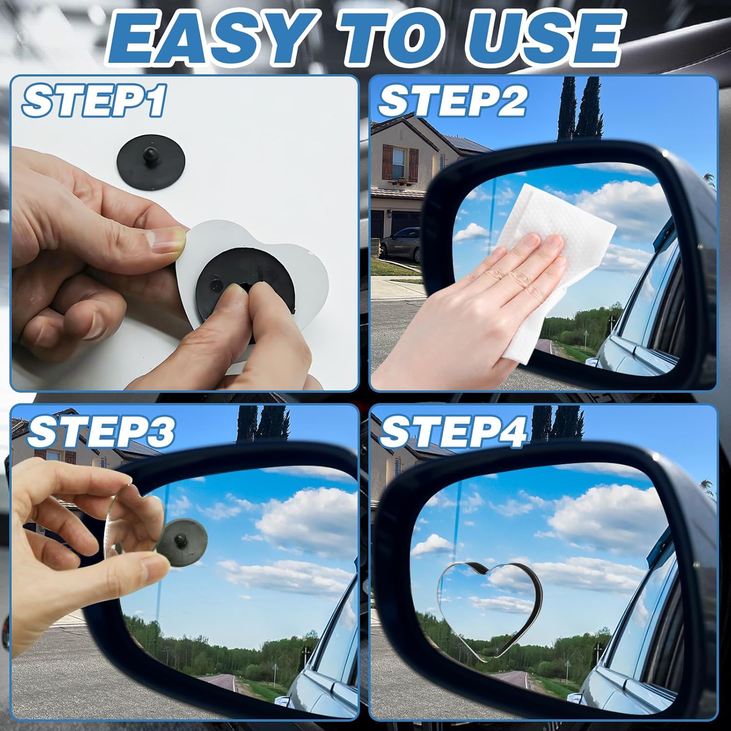 2Pcs Cars Heart Shaped Blind Spot Mirrors Car Side Mirror Blindspot Adjustabe Angle Removable Wide Angle Convex RearView Mirror for Enhanced Safety Universal Fit Stick, Car Accessories for Cars Suvs - Image 6