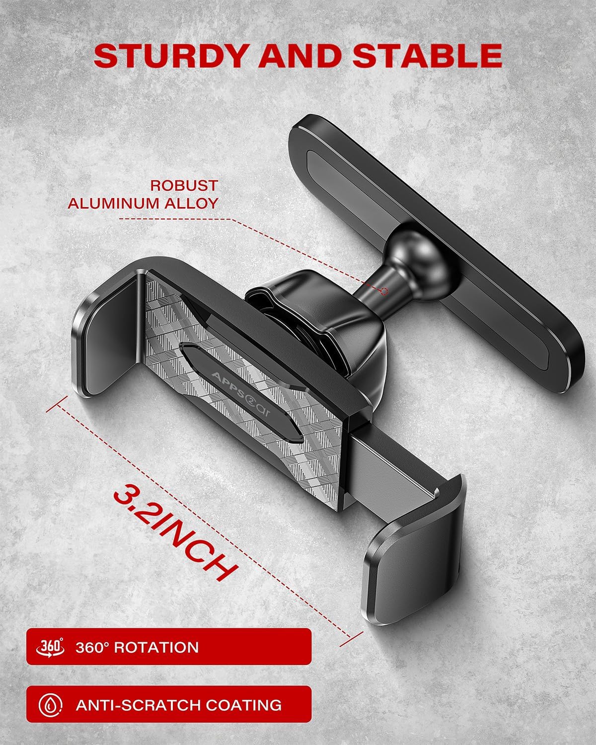 APPS2Car Magnetic Phone Holder for Gym, Alloy Base and Joint for Strong Hold, 360° Adjustable, Compatible with 4.7-6.5 Inch iPhone & Android Phones, Gym Accessories Gift for Men Women - Image 3