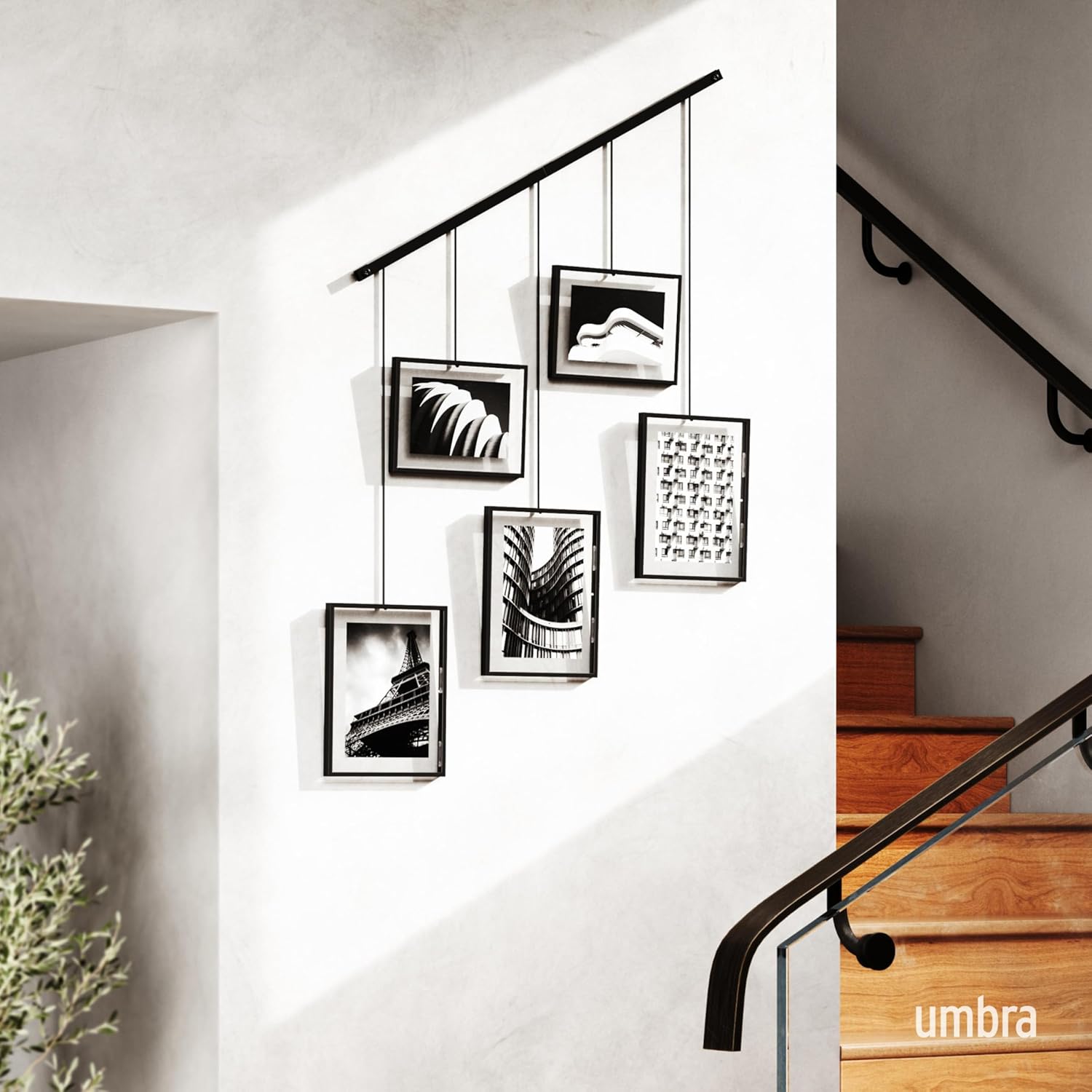 Umbra Exhibit Picture Frame Gallery Set, Adjustable Wall Collage Displays Five Photos (Two 4x6" and Three 5x7"), Set of 5, Black - Image 2