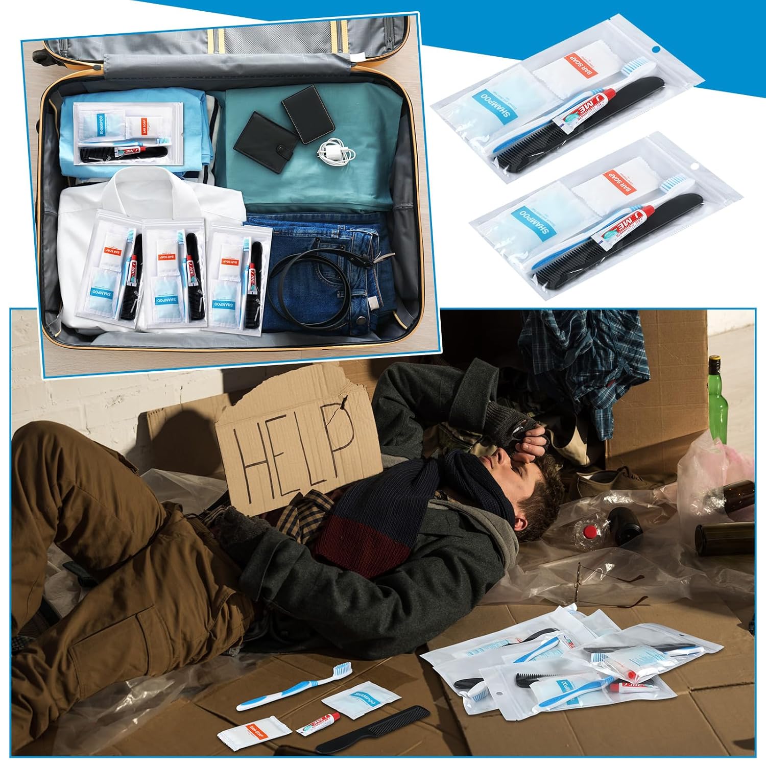 Newtay 240 Pcs 48 Kit Personal Hygiene for Homeless Bulk, Basic Disposable Toiletry Kit Homeless Care Package for Travel Charity Include Toothbrush, Toothpaste, Comb, Soap, Shampoo Toiletry Supplies - Image 5