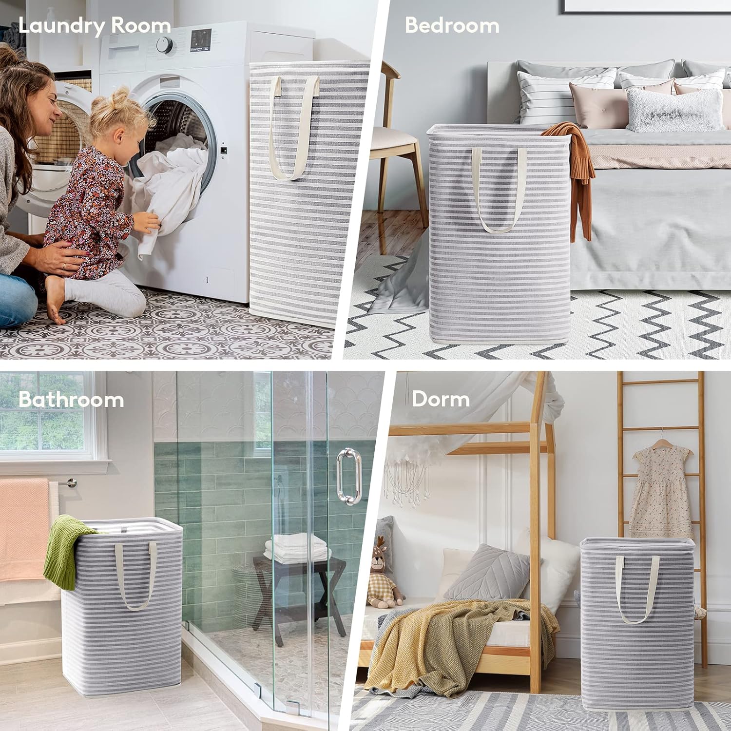 Lifewit 2 Pack Laundry Basket 80L Each, Collapsible Clothes Hamper with Reinforced Handles, Freestanding Waterproof Design for Bedroom and Laundry Room, Grey 160L Total - Image 7