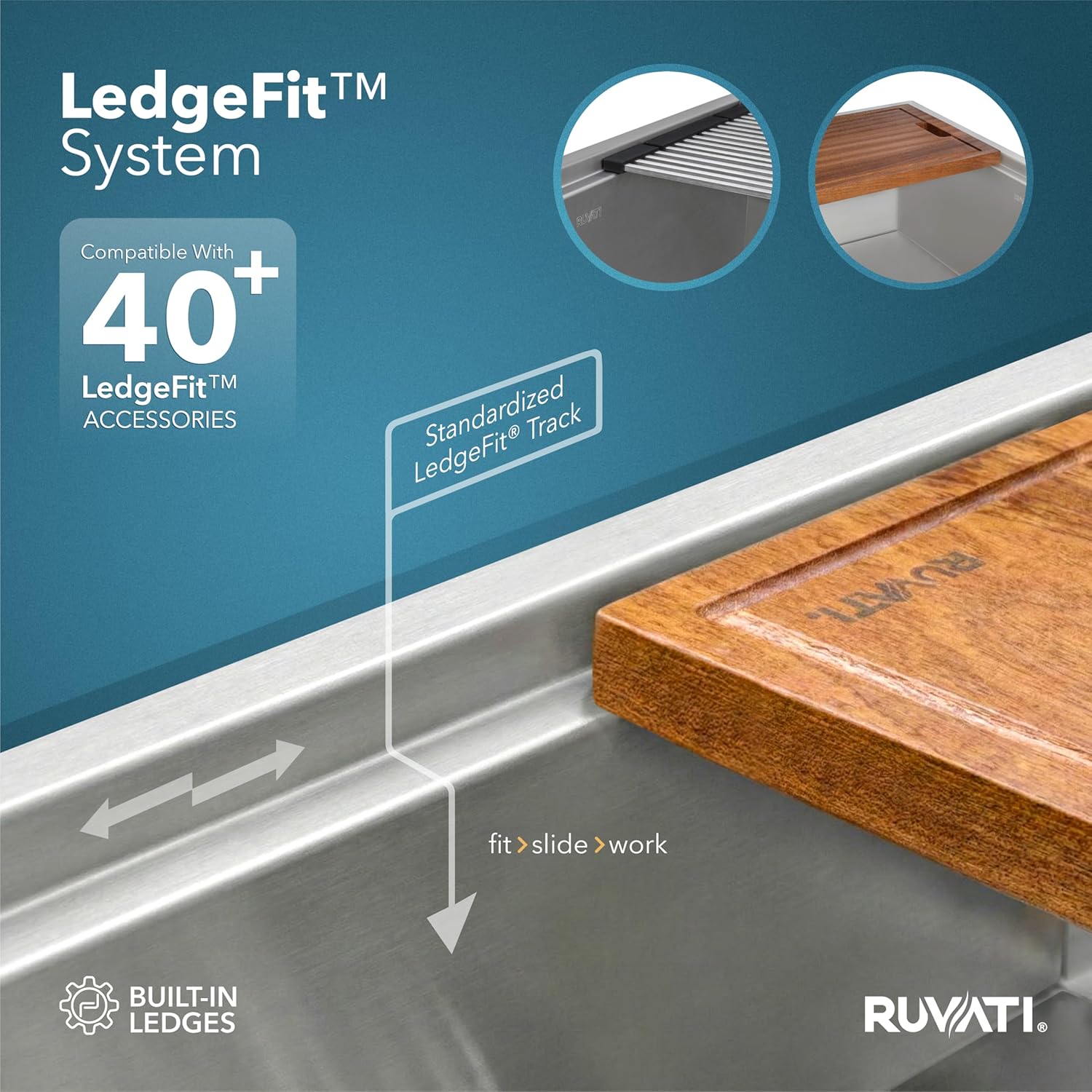 Ruvati 32-inch Undermount 16 Gauge Stainless Steel Workstation Kitchen Sink Single Bowl – Soundproof Multifunction Chef Sink with Cutting Board & Accessories, Brushed Finish Hides Scratches – RVH8300 - Image 5