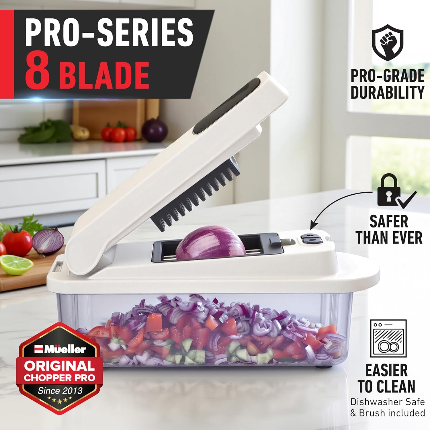 Mueller The Real Original Pro Chopper since 2013 Vegetable Chopper Mandoline Slicer, 8 Blade Food Veggie Chopper Onion Vegetable Cutter with Container, Kitchen Gadgets & Essentials, (10 in 1) - Image 2