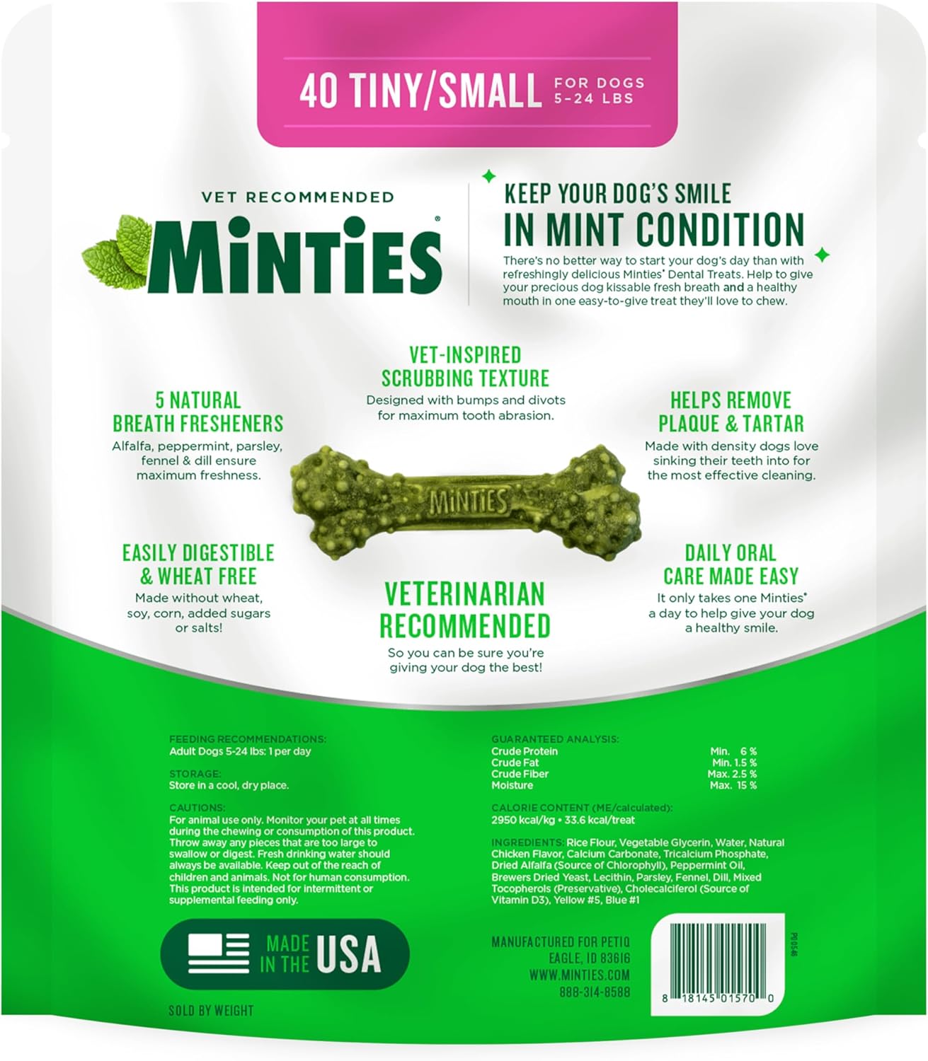 Minties Dog Dental Bone Treats, Tiny/Small Dental Dog Treats, 16 Ounces, Cleans Teeth, Fight Bad Breath, Removes Plaque and Tartar, 40 Count - Image 8