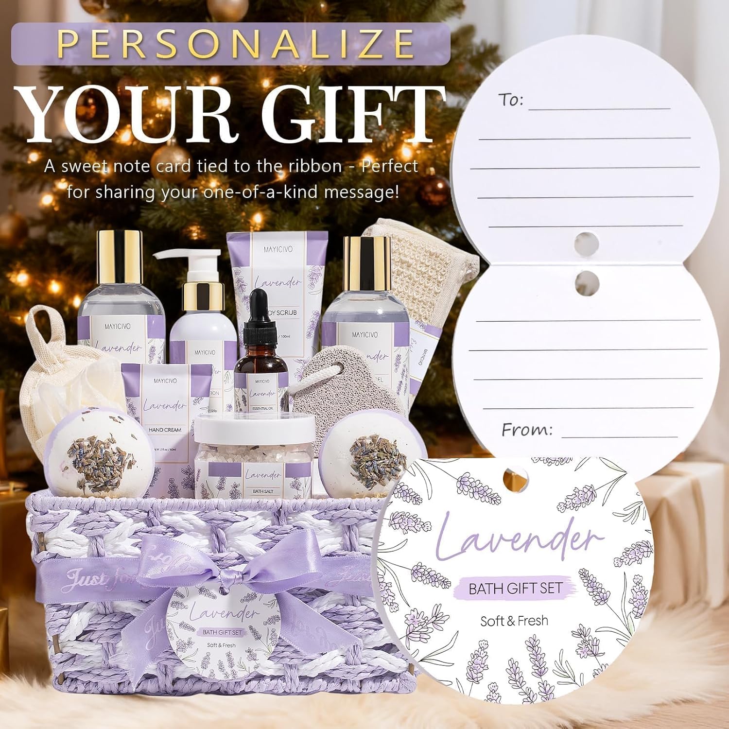 Mothers Day Birthday Gifts for Women, Lavender Relaxing Spa Gift Baskets for Women Self Care Package Bath Gift Set, Home Bath and Body Kit Pamper Gifts for Womens Her Mom Friends Wife Girlfriend Wife - Image 7