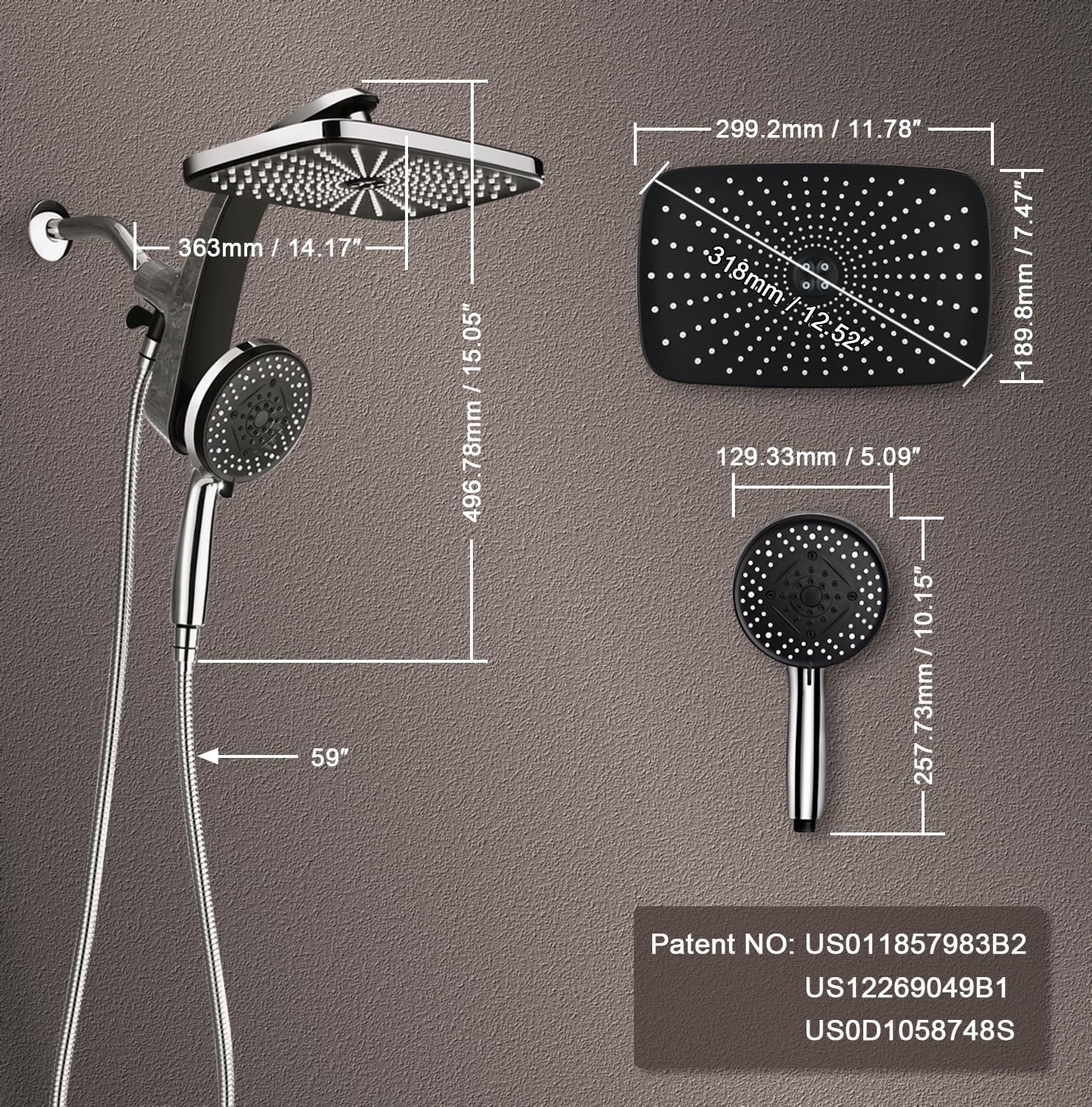 High Pressure Rain Shower Head: Upgrade Shower Heads with Handheld Spray Combo with Fixed Showerhead and 10 Sprays Handheld Shower Head, Detachable Shower head Built-in Magnetic Docking and Power Jets - Image 8